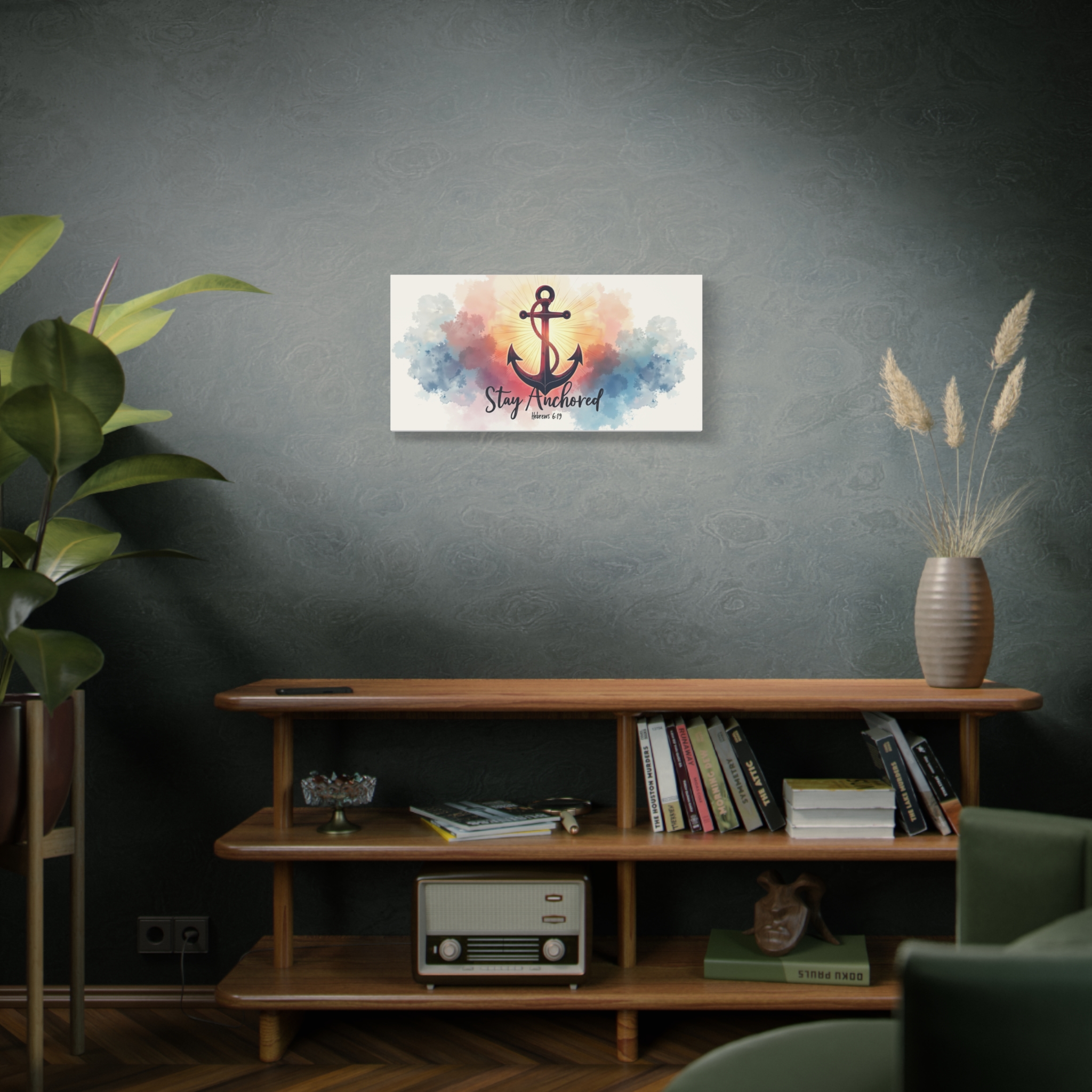 Stay Anchored Anchor Canvas Wall Art — Matte Stretched Canvas (Hebrews 6:19) - Image 2