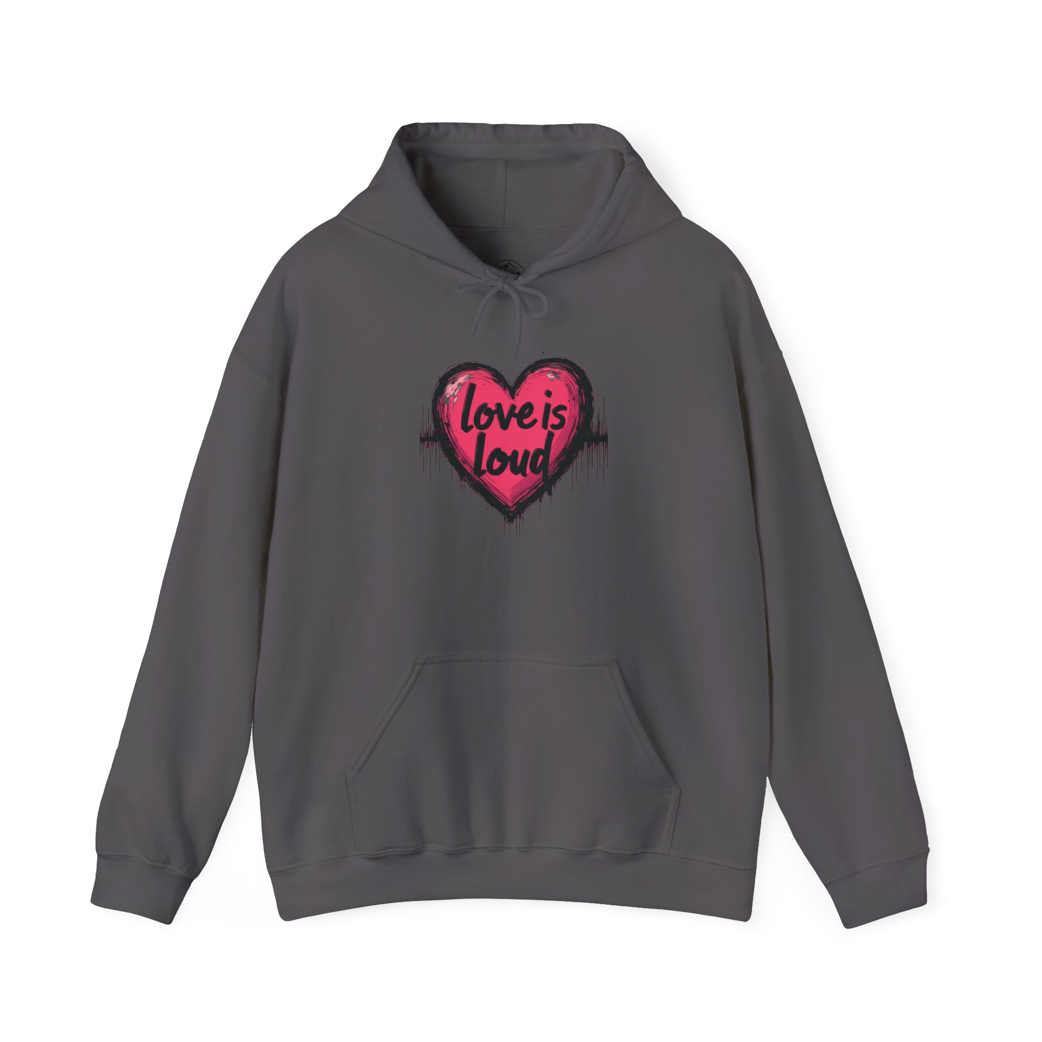 Love is Loud Hooded Sweatshirt, Cozy Unisex Hoodie for Everyday Wear, Gifts for Her, Comfortable Sweatshirt, Valentine's Day Apparel - Image 8
