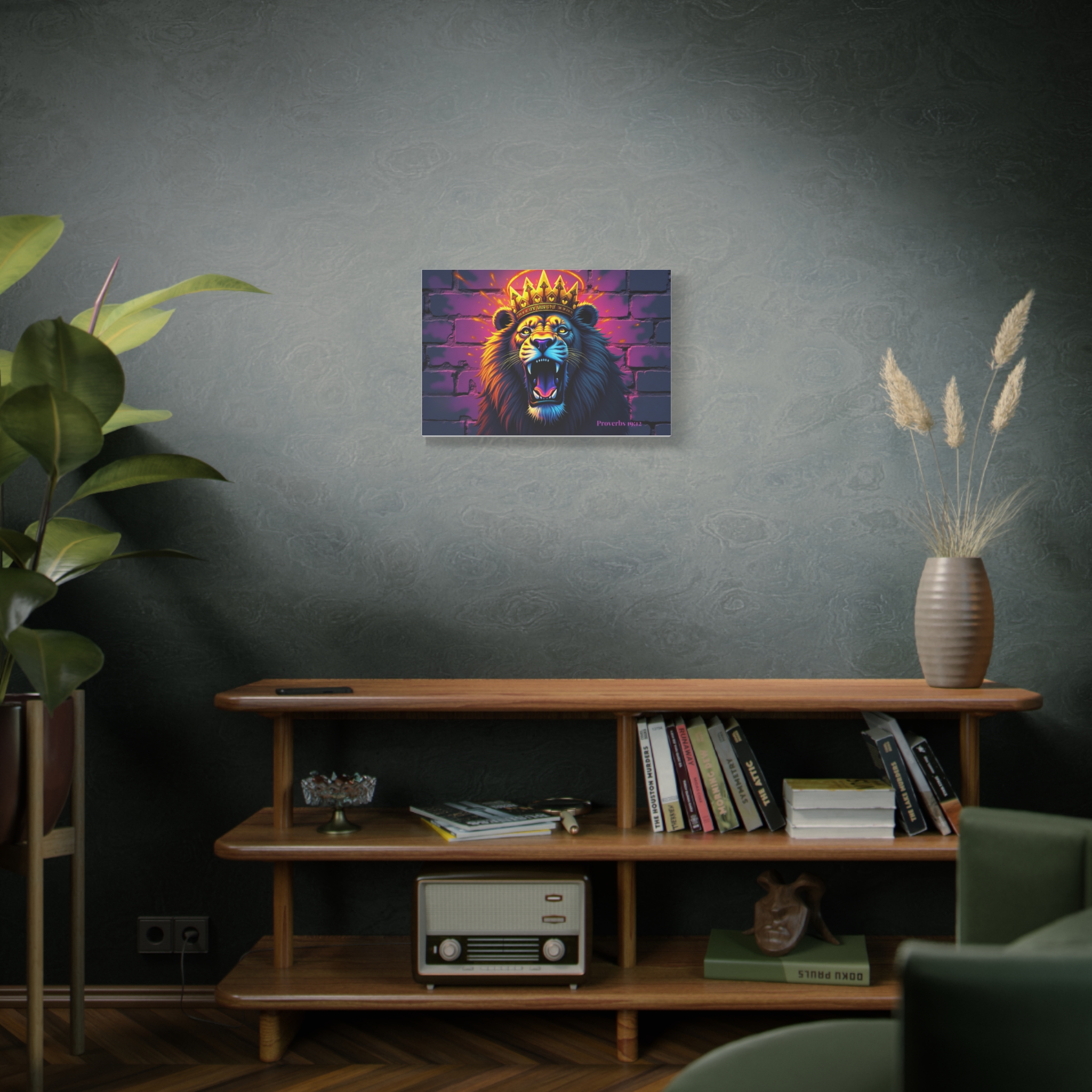 Lion with Crown Canvas Print — Vibrant Roaring Wall Art ("Proverbs 8:18") - Image 4