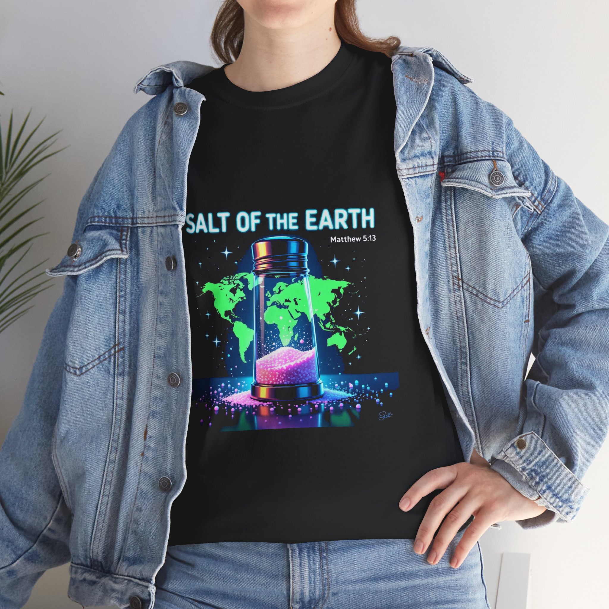 Salt of the Earth T-Shirt | Salt Shaker Globe Faith Design