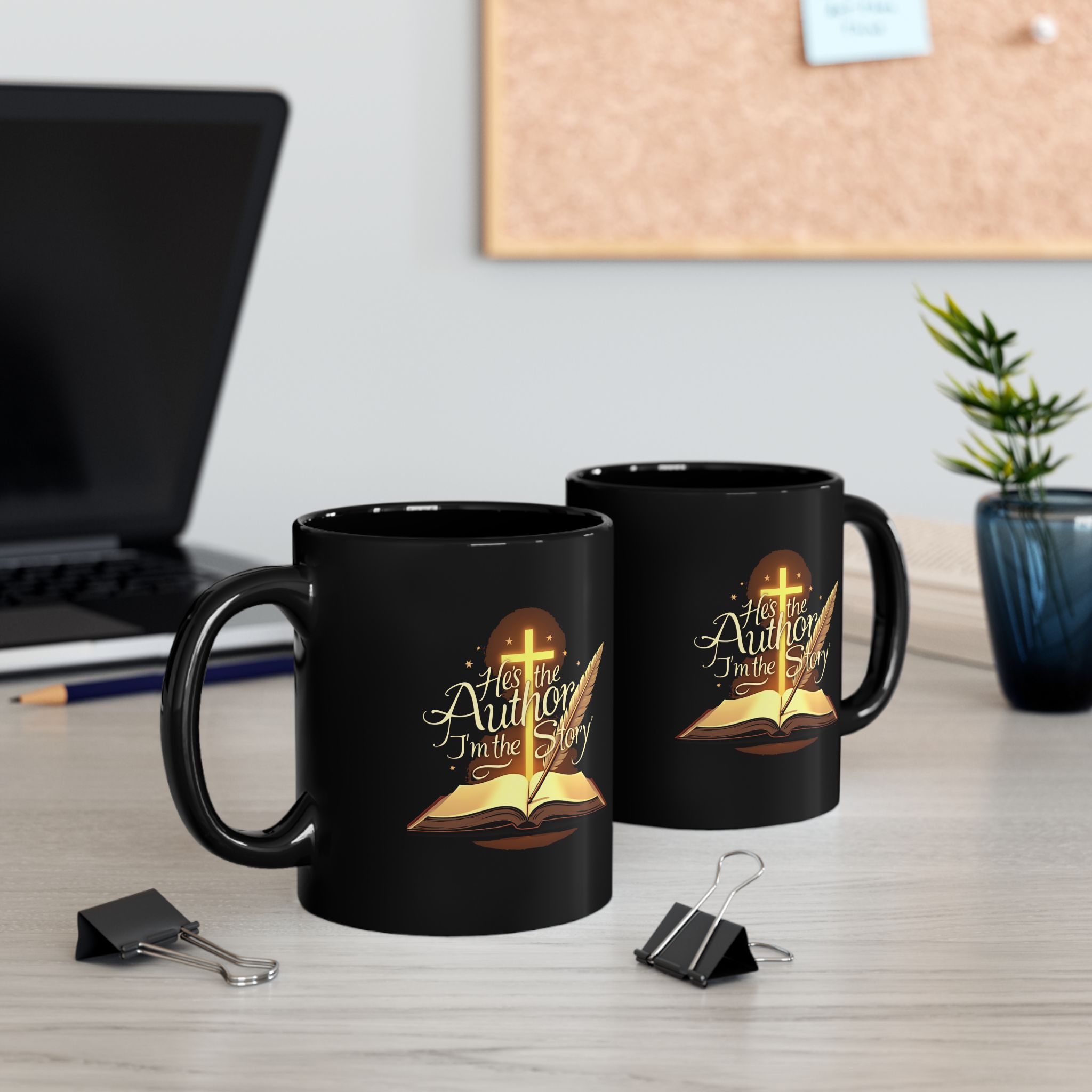 Faith-Inspired Black Mug: Perfect Gift for Writers, Christians, and Book Lovers | 11oz or 15oz | Inspirational Coffee Cup