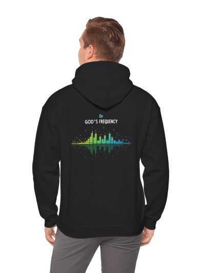 Vibrant Soundwave Hooded Sweatshirt - Unisex Pullover, Music Gift, Spiritual Apparel, Everyday Comfort, Customized Design, God’s Frequency