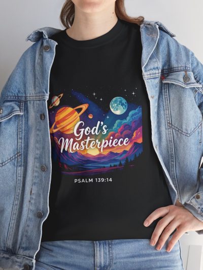 God's Masterpiece Space Design Tee | Psalm 139:14, Planet and Moon Illustration