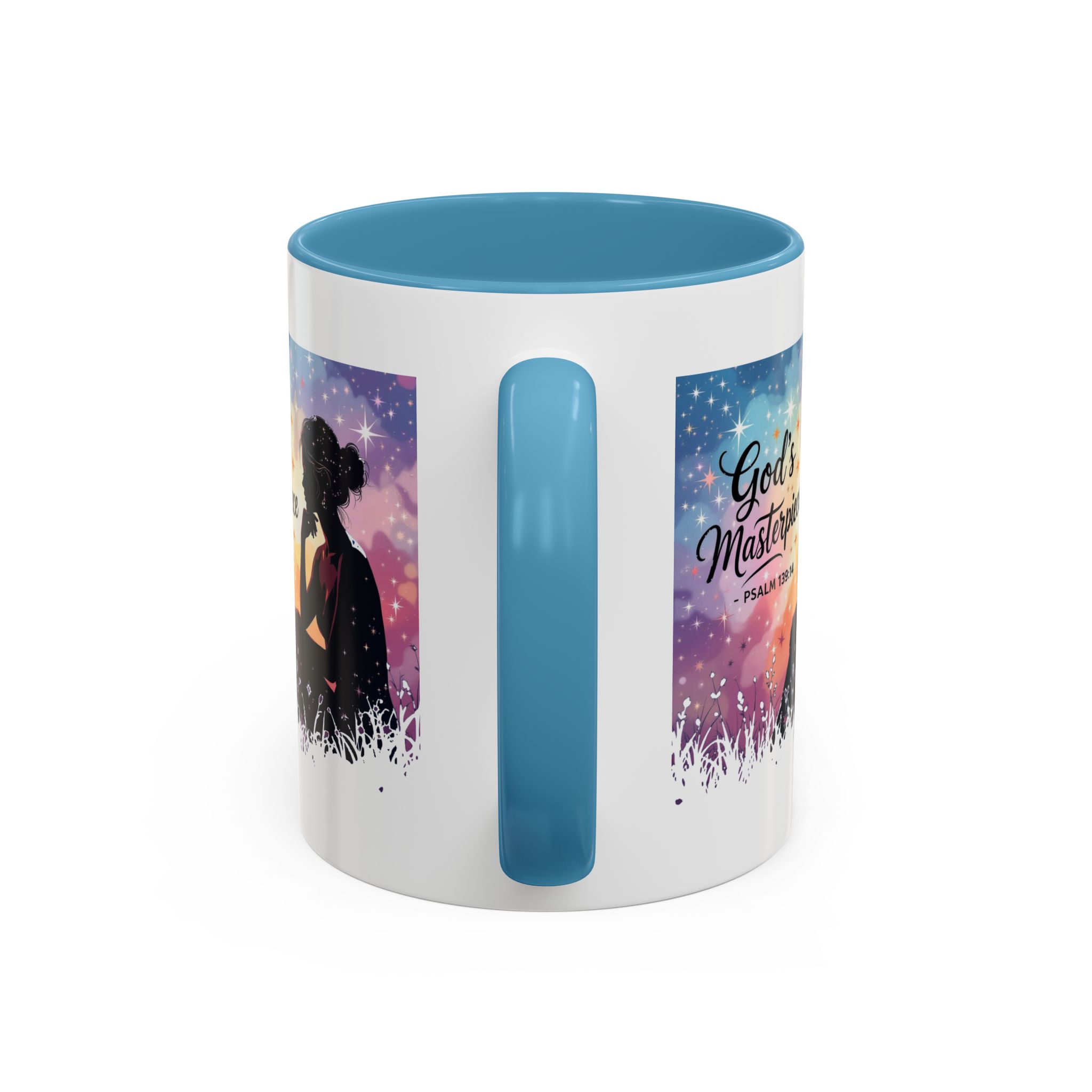 God's Masterpiece Coffee Mug | Psalm 139:14, silhouette galaxy design - Image 11