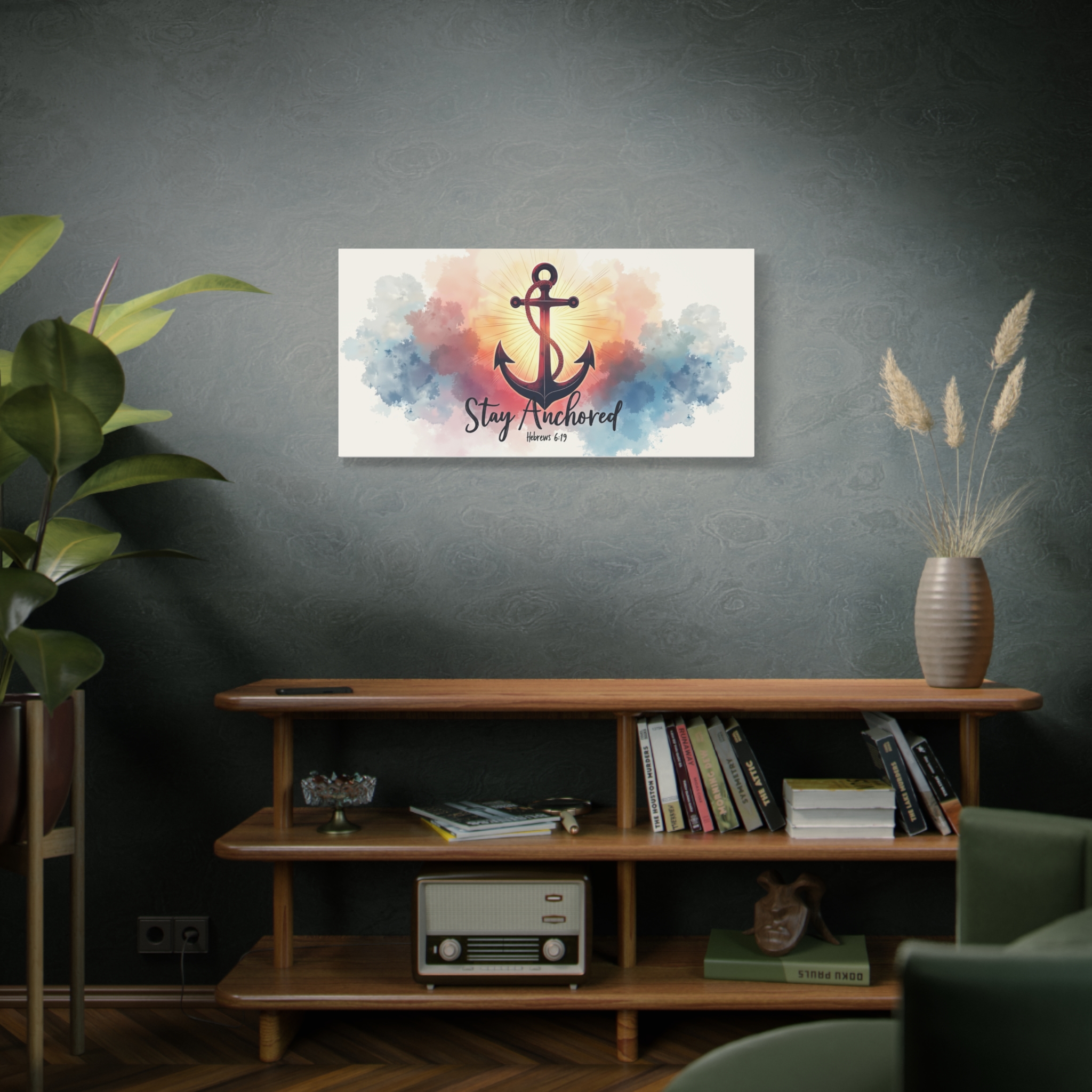 Stay Anchored Anchor Canvas Wall Art — Matte Stretched Canvas (Hebrews 6:19) - Image 3
