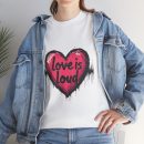 Love is Loud Heart Tee, Unisex Cotton T-Shirt, Gift for Couples, Valentine's Day Shirt, Casual Wear, Graphic Tee