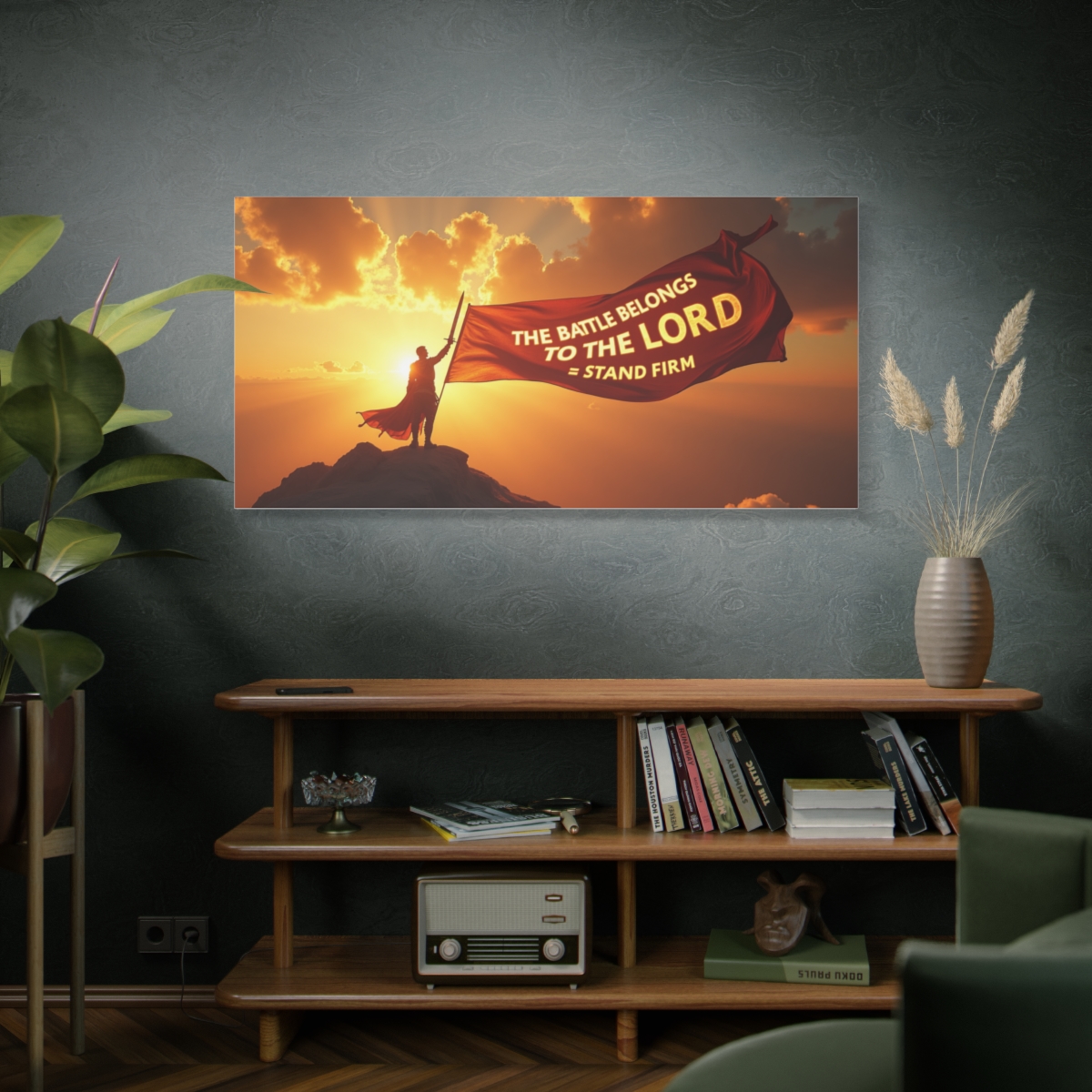 Matte Stretched Canvas - "The Battle Belongs to the Lord" Inspirational Religious Wall Art