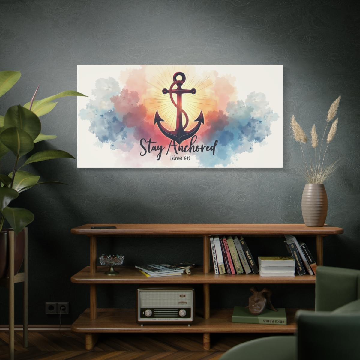 Stay Anchored Anchor Canvas Wall Art — Matte Stretched Canvas (Hebrews 6:19)