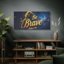 Be Brave Lion Canvas Wall Art – Joshua 1:19 Inspirational Matte Stretched Canvas