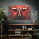 Strength Bull Matte Canvas Wall Art — Bold Red Longhorn Stretched Print