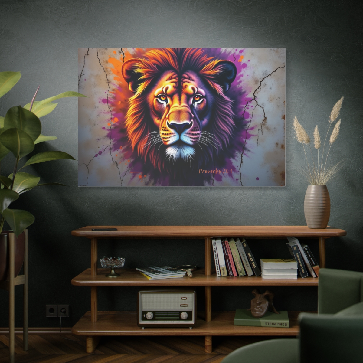 Majestic Neon Lion Matte Canvas Print — Stretched Wall Art – Zion Rise