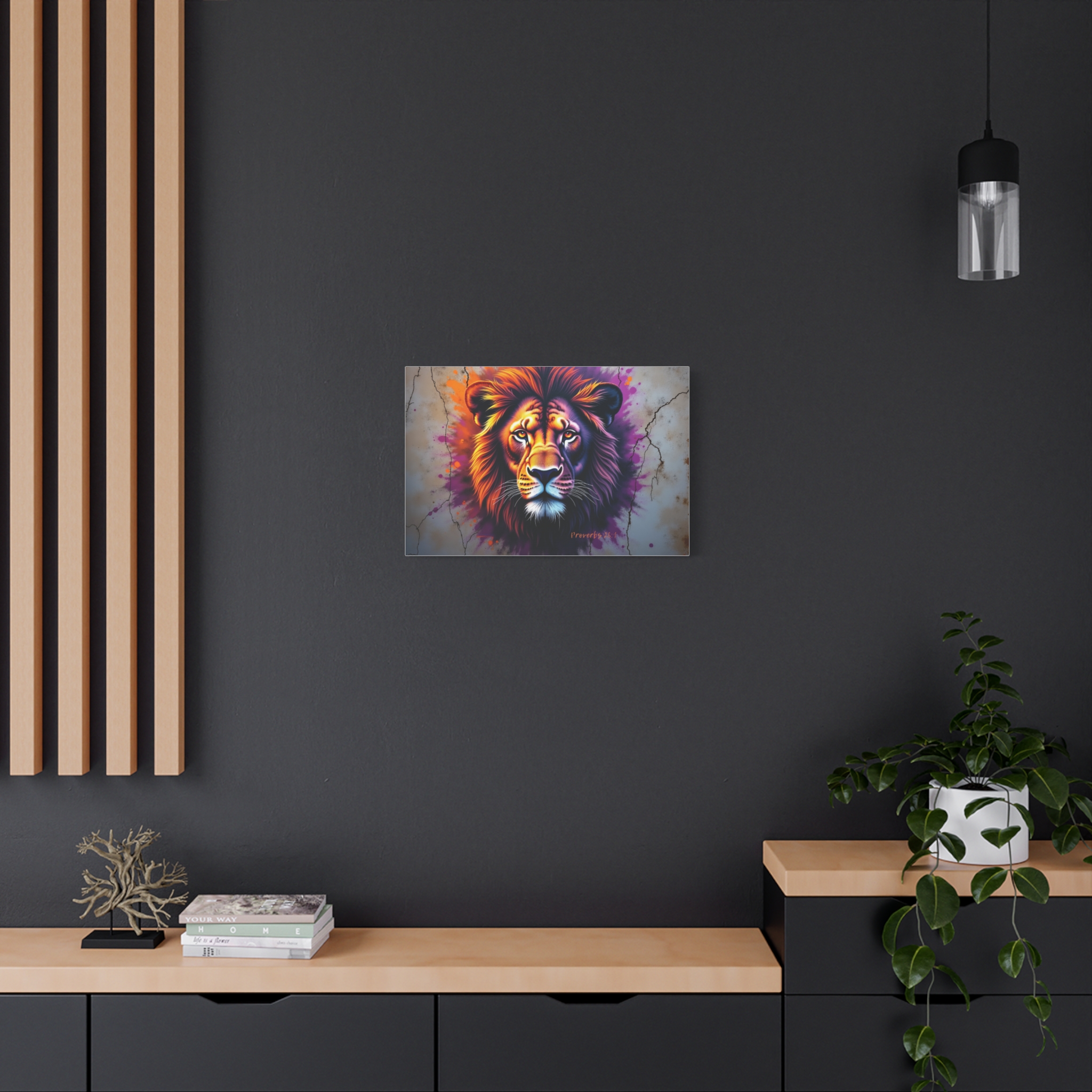 Majestic Neon Lion Matte Canvas Print — Stretched Wall Art - Image 4