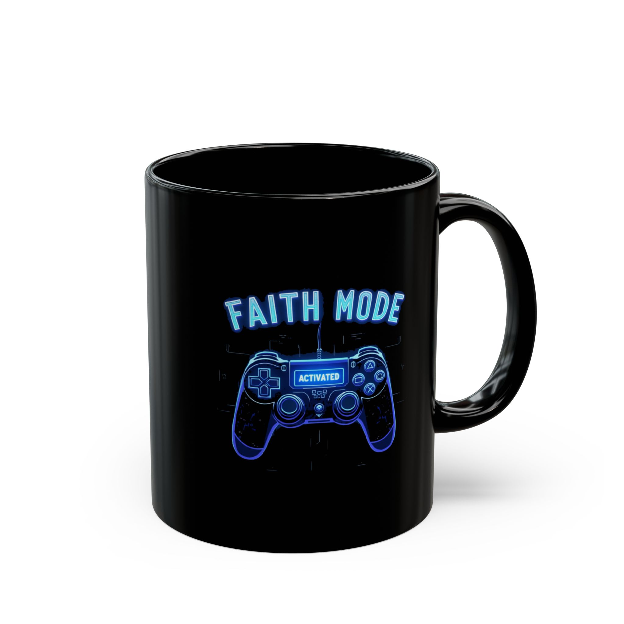 Gamer Faith Mode Mug, Video Game Gift, 11oz 15oz Black Coffee Cup, Motivational Drinkware, Gamer Accessories - Image 6