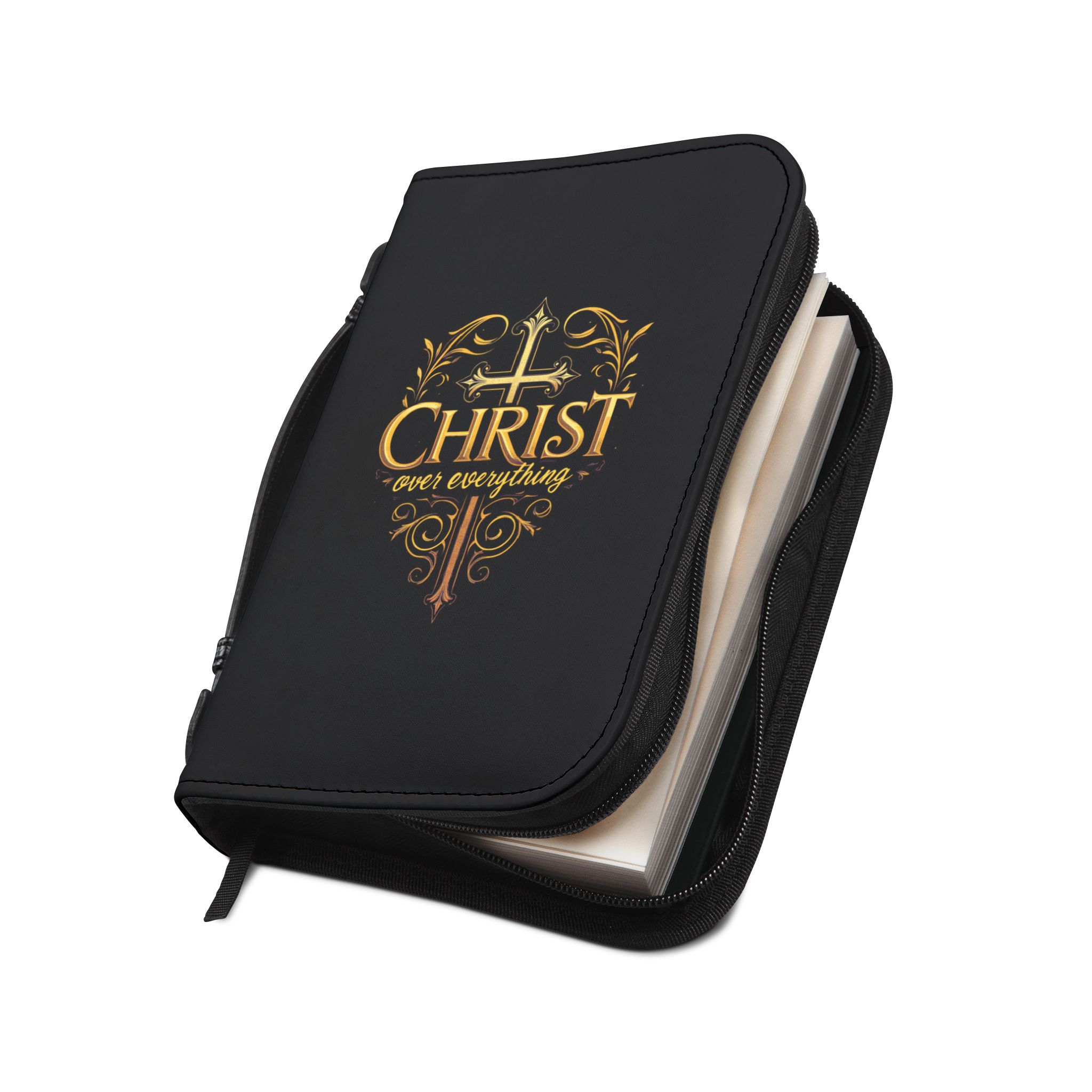 Christian Bible Cover - 'Christ Over Everything' Design, Bible Holder, Religious Gift, Church Accessory, Christian Faith