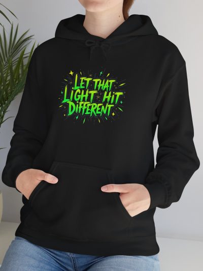 Vibrant Hoodie for Mindful Living, Let That Light Hit Different Sweatshirt, Cozy Gift for Her, Perfect for Spring, Casual Everyday Wear