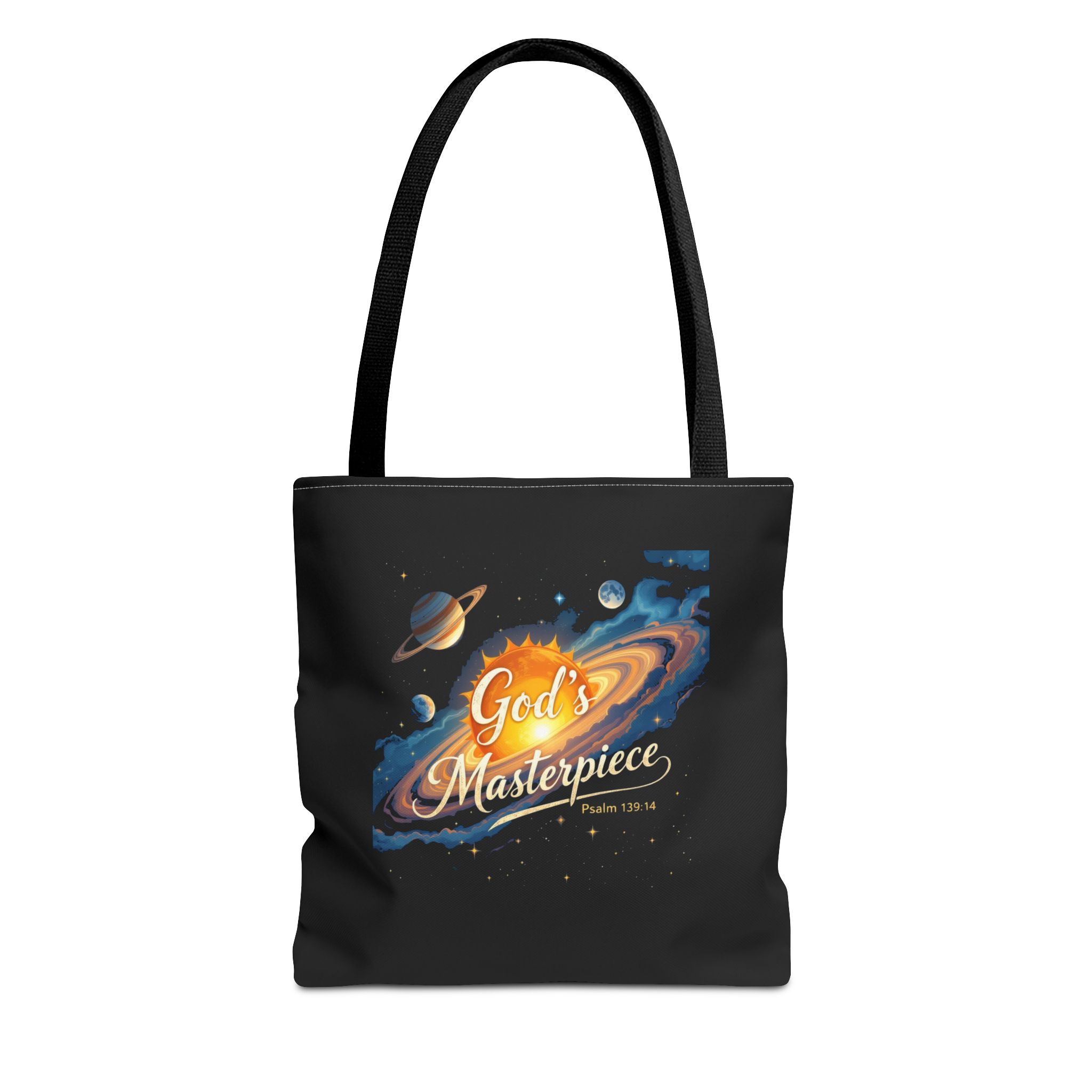 God's Masterpiece Galaxy Unisex Tote Bag | Space Scripture Design - Image 3