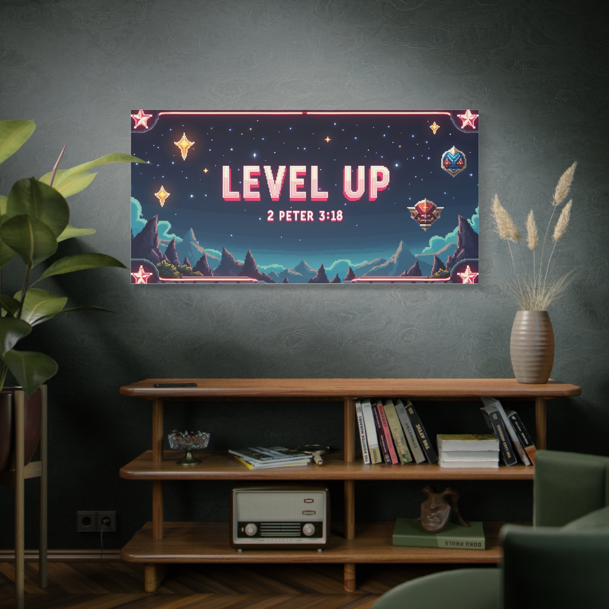 Canvas Wall Art — “Level Up” 2 Peter 3:18 Inspirational Gaming‑Style Print - Image 7