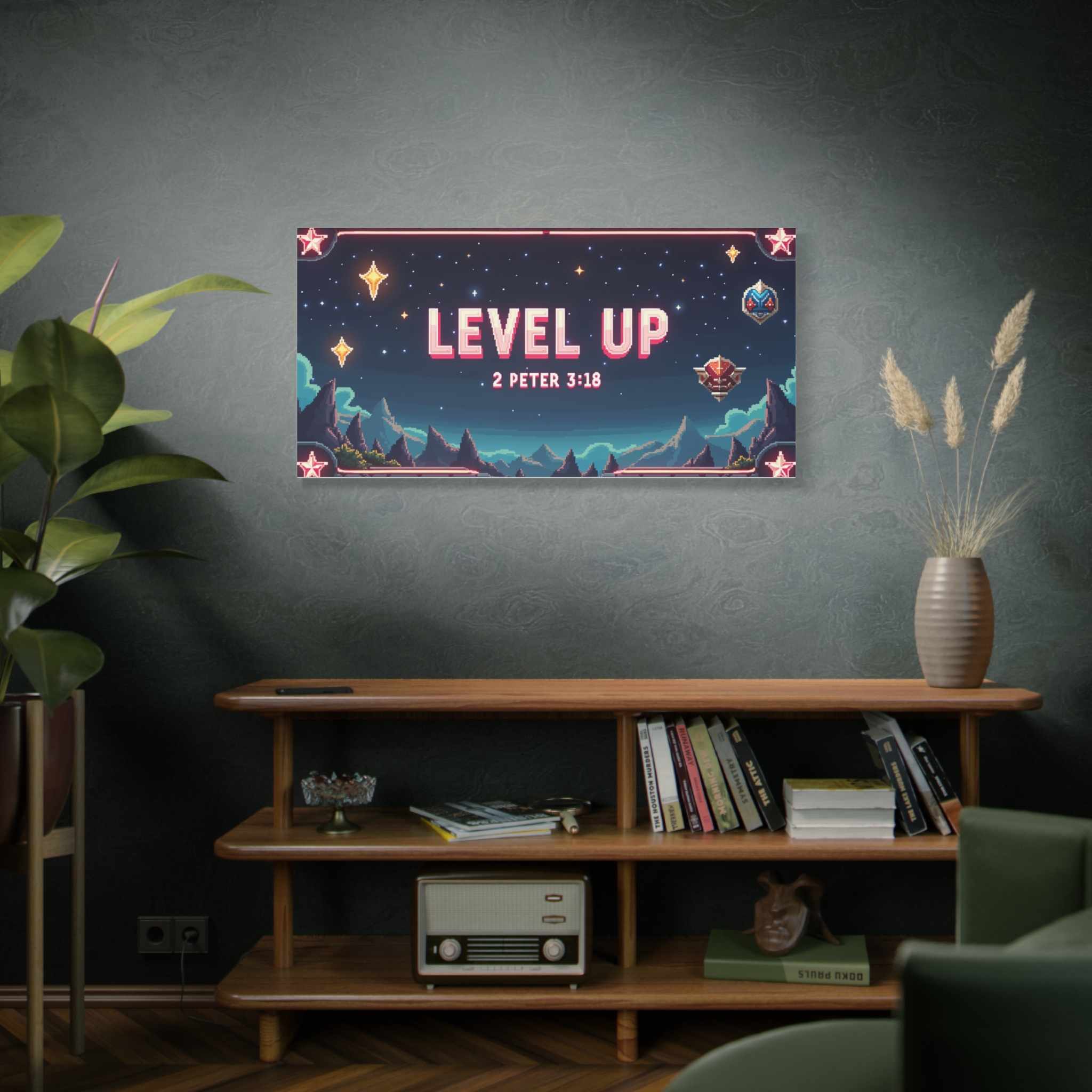 Canvas Wall Art — “Level Up” 2 Peter 3:18 Inspirational Gaming‑Style Print - Image 6