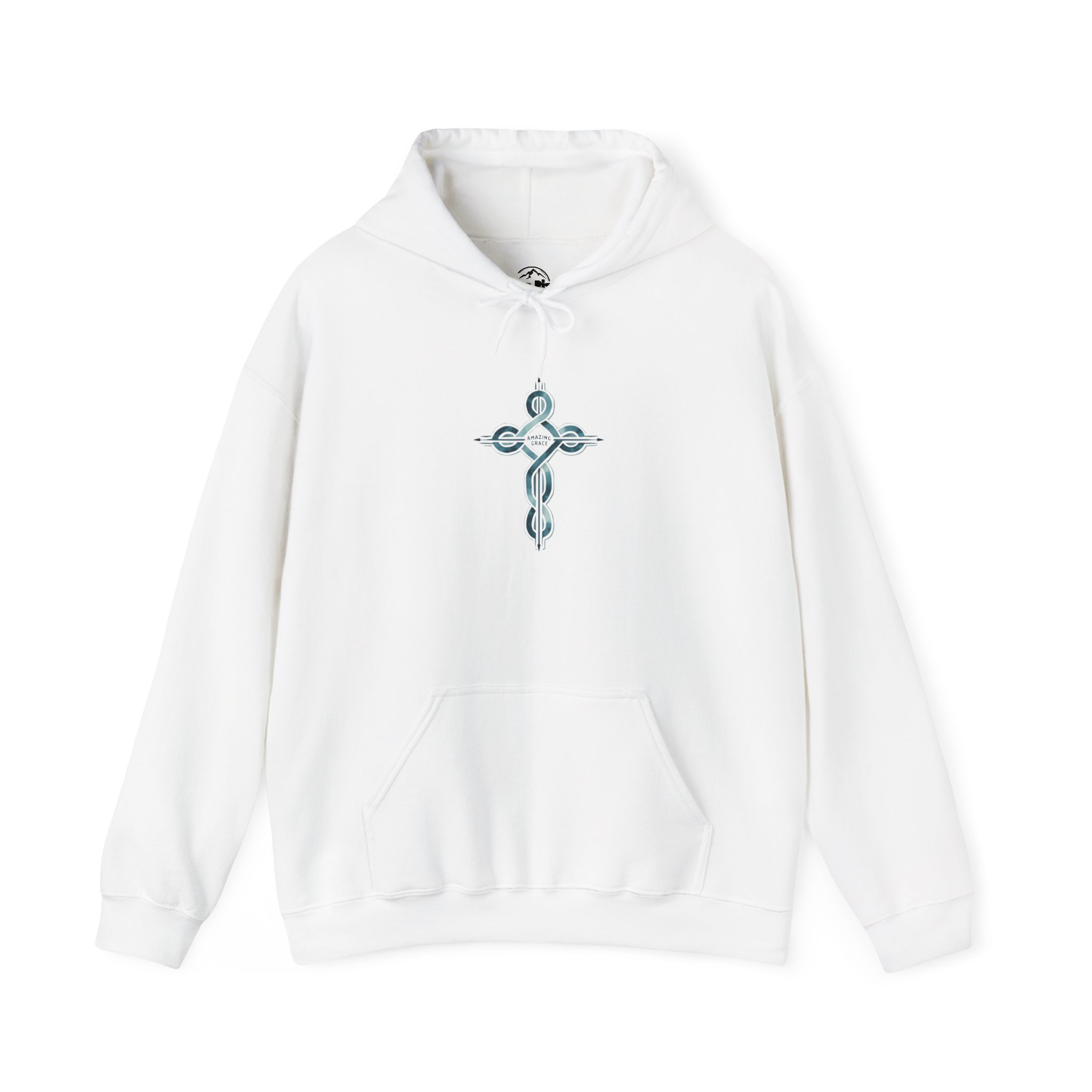 Ornate Watercolor Cross Hoodie | Small Center Chest Cross Sweatshirt - Image 3