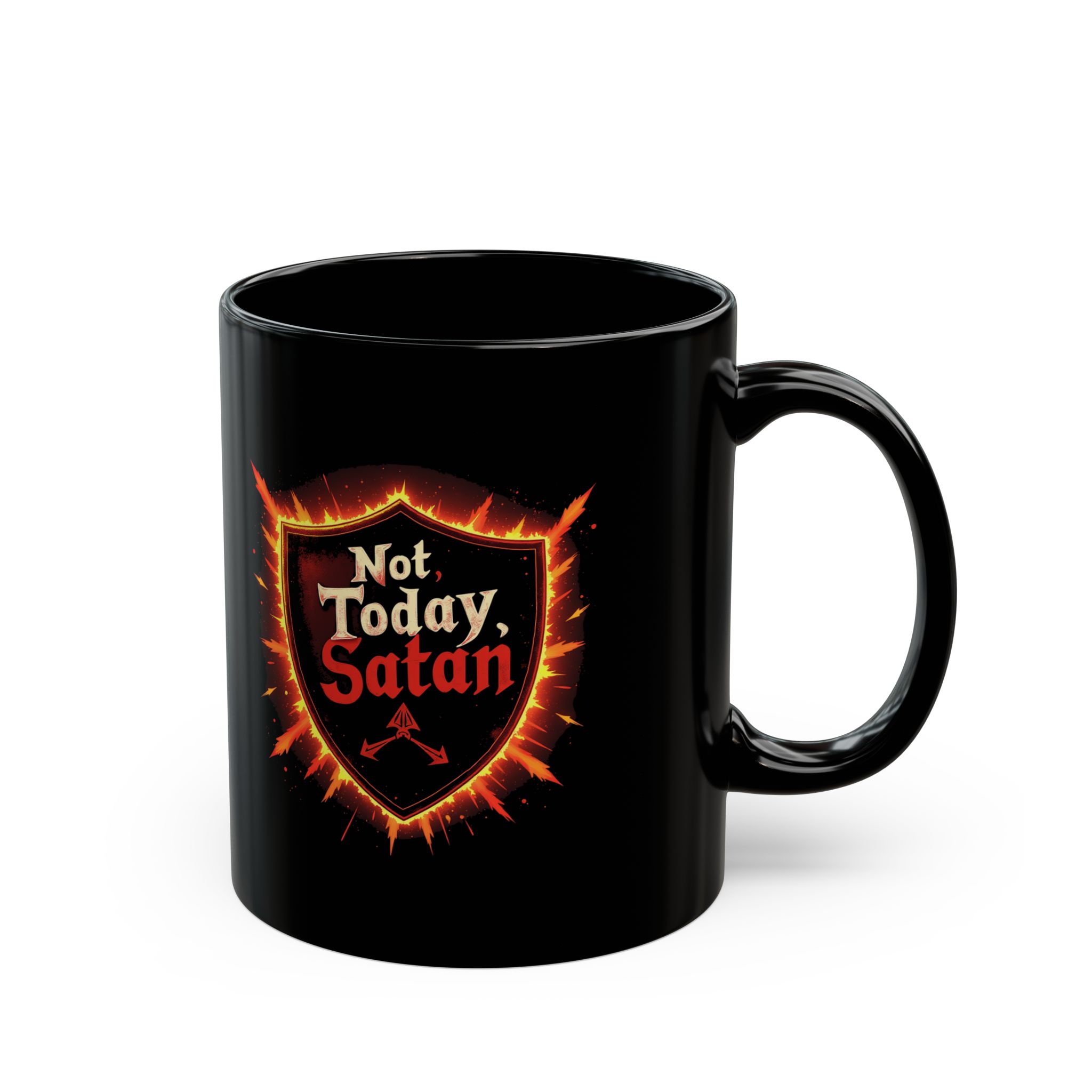 Not Today, Satan Black Mug - Funny Coffee Cup, Gift for Friends, Office Humor, Sassy Drinkware - Image 3
