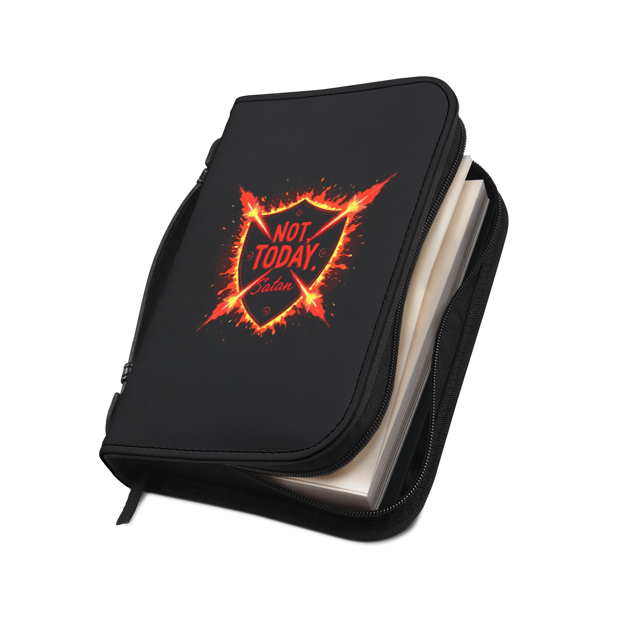 Stylish Bible Cover with 'Not Today, Satan' Design, Inspirational Gift, Faith-Based Accessory, Prayer Journal Holder, Christian Essential