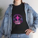Unisex Heavy Cotton Tee with Jesus Vibe Graphic, Christian T-Shirt, Religious Apparel, Faith-Based Gift, Trendy Music Lover Shirt