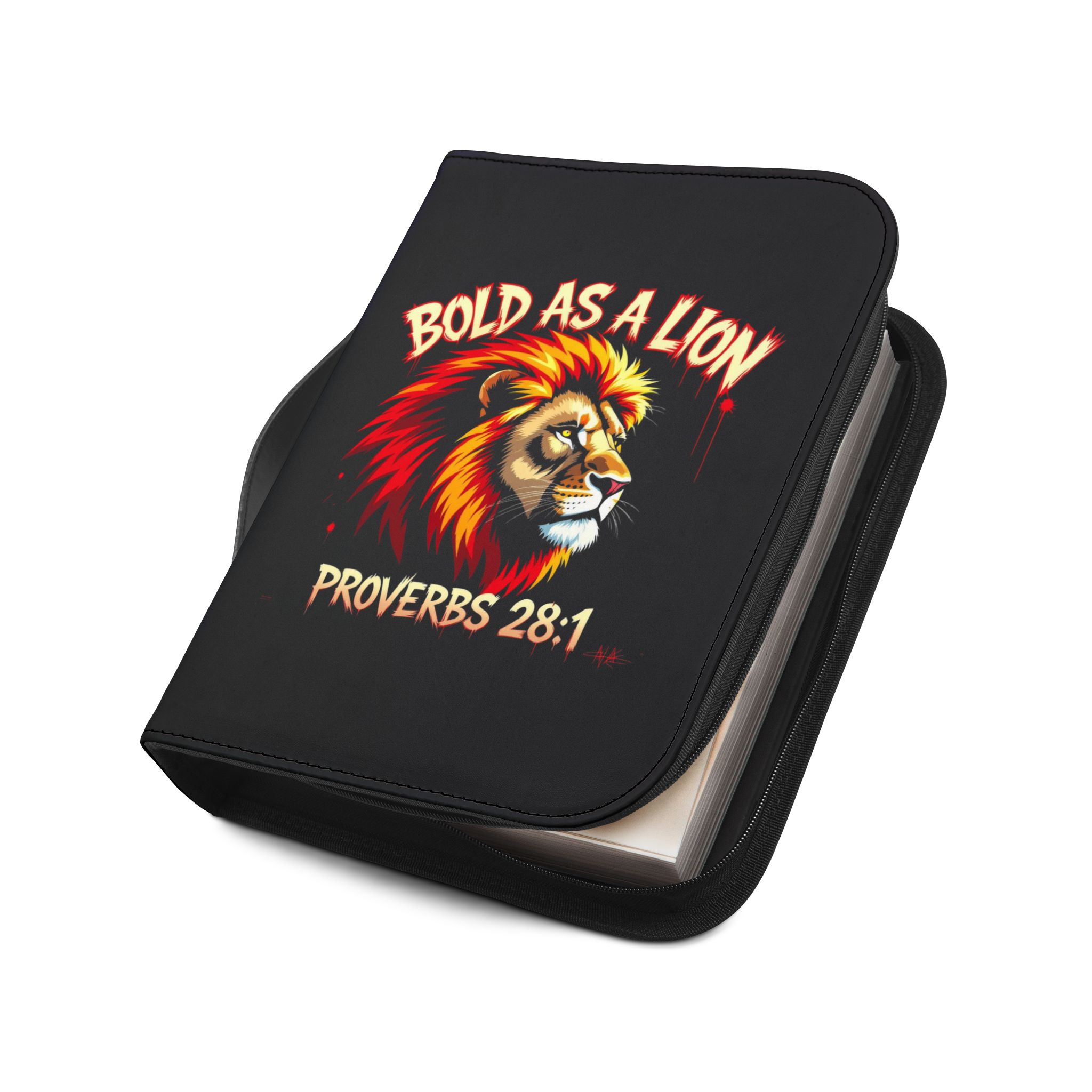 Bold as a Lion Proverbs 28:1 Bible Cover | Lion Illustration, Scripture Zippered Case - Image 8