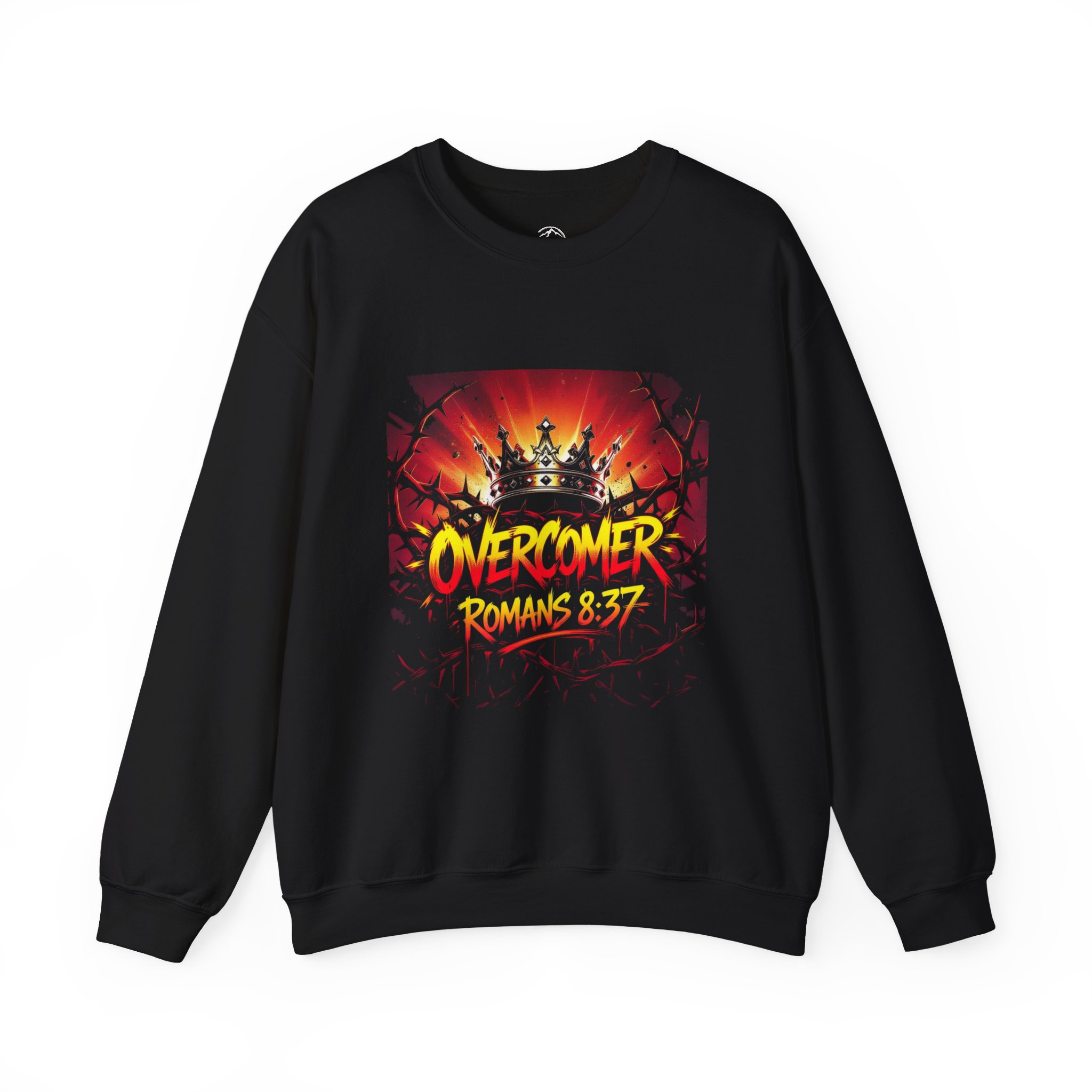 Overcomer Romans 8:37 Sweatshirt | Crown Christian Faith Graphic - Image 3