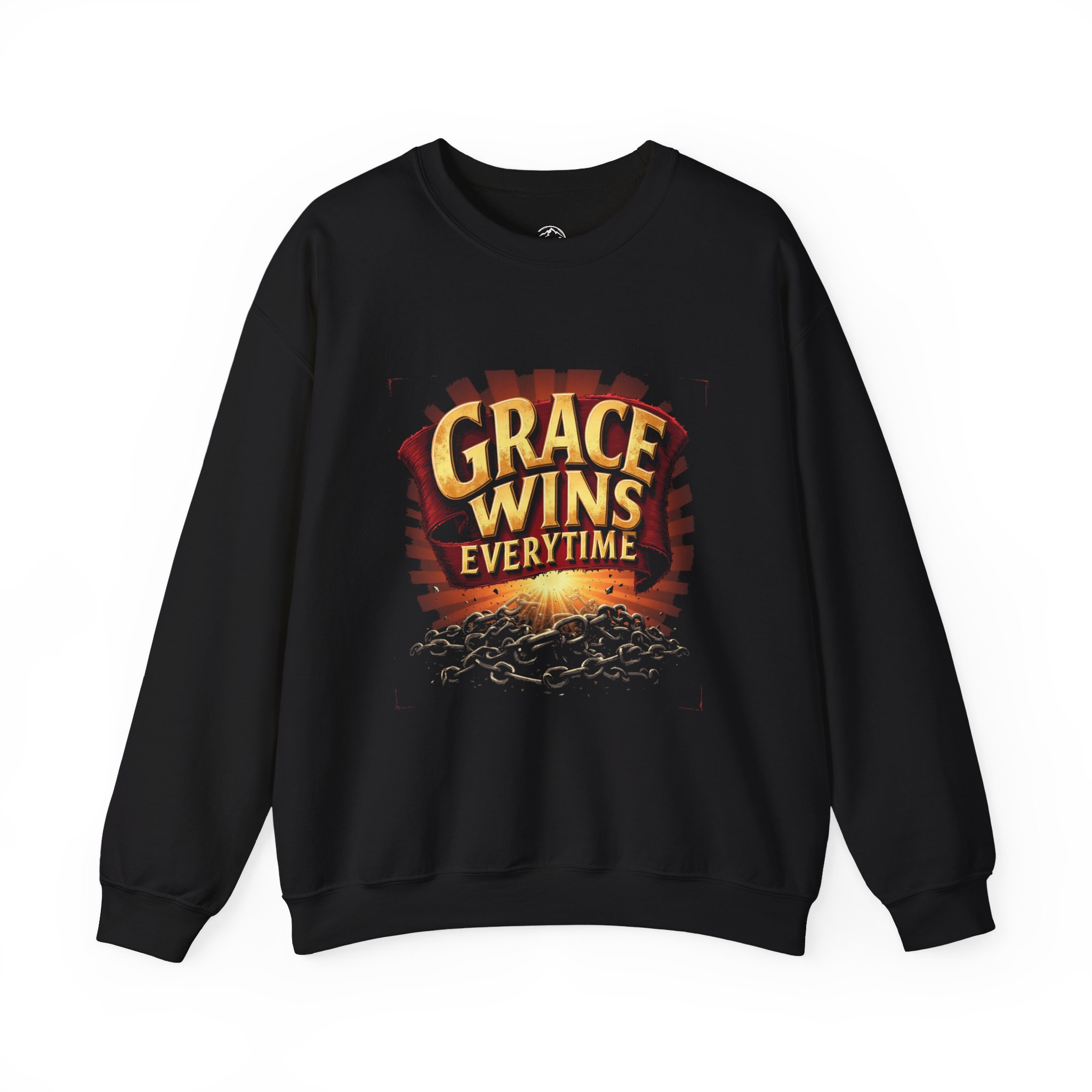 Grace Wins Crewneck Sweatshirt - Inspirational Apparel, Motivational Gift, Everyday Wear, Spiritual Sweatshirt, Unisex Casual Wear - Image 3