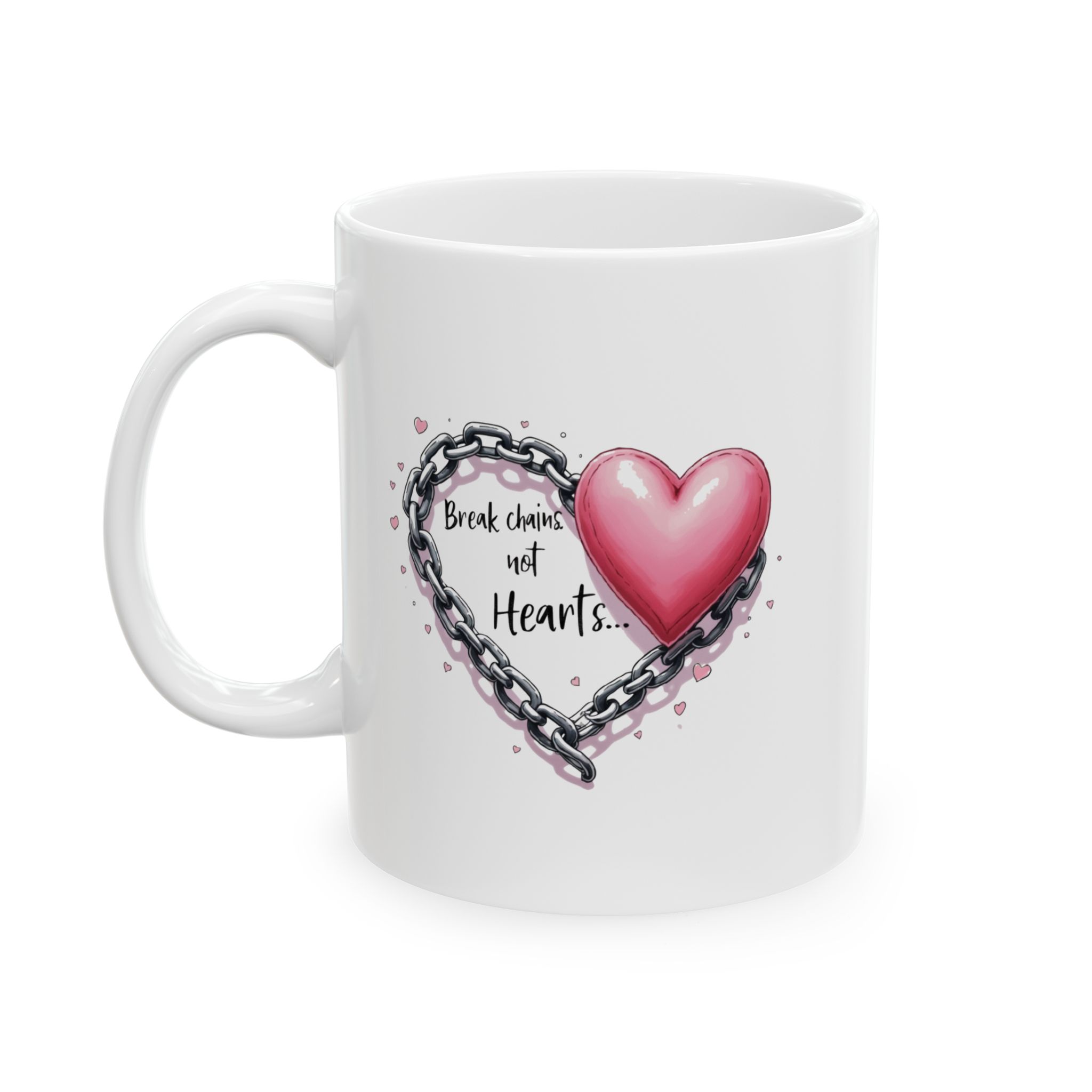 Heart Chain Ceramic Mug - Perfect Gift for Coffee Lovers, Valentine’s Day, Home Decor, Friendship, Inspirational Quotes - Image 4
