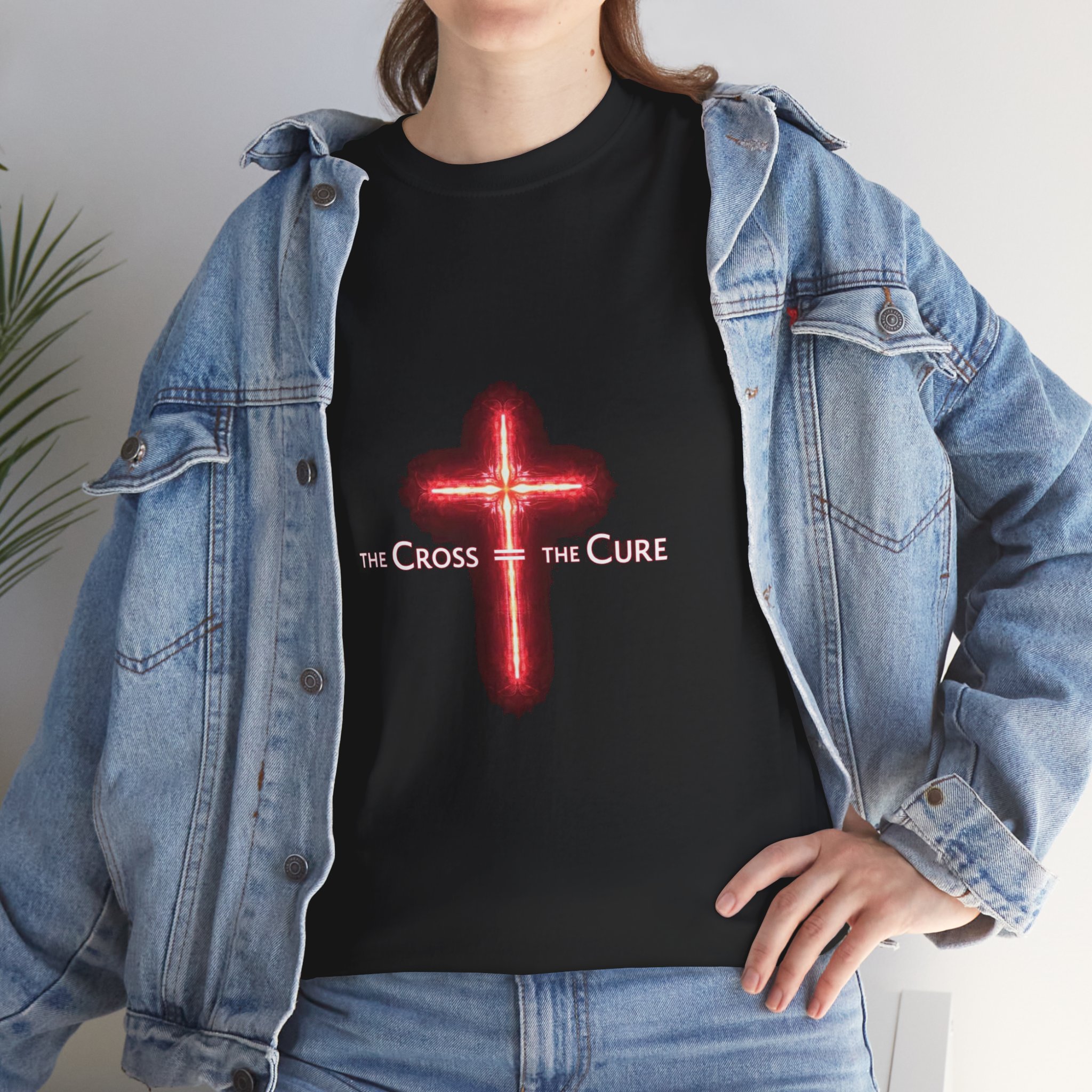 Faith-Inspired Unisex Heavy Cotton Tee - The Cross of the Cure, Christian Gift, Religious Apparel, Thoughtful Present, Casual Wear