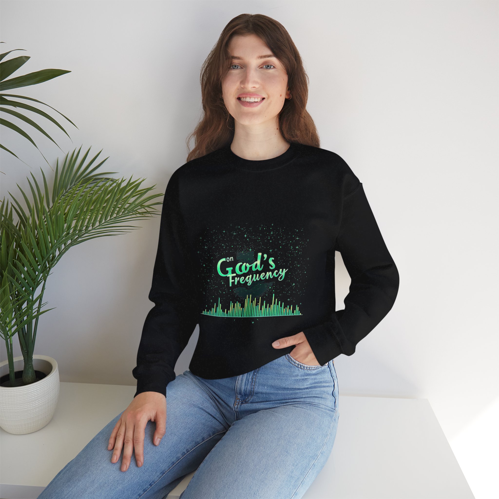 God's Frequency Unisex Crewneck Sweatshirt | Spiritual Vibes, Faith Apparel, Cozy Gift, Everyday Comfort, Unisex Fashion
