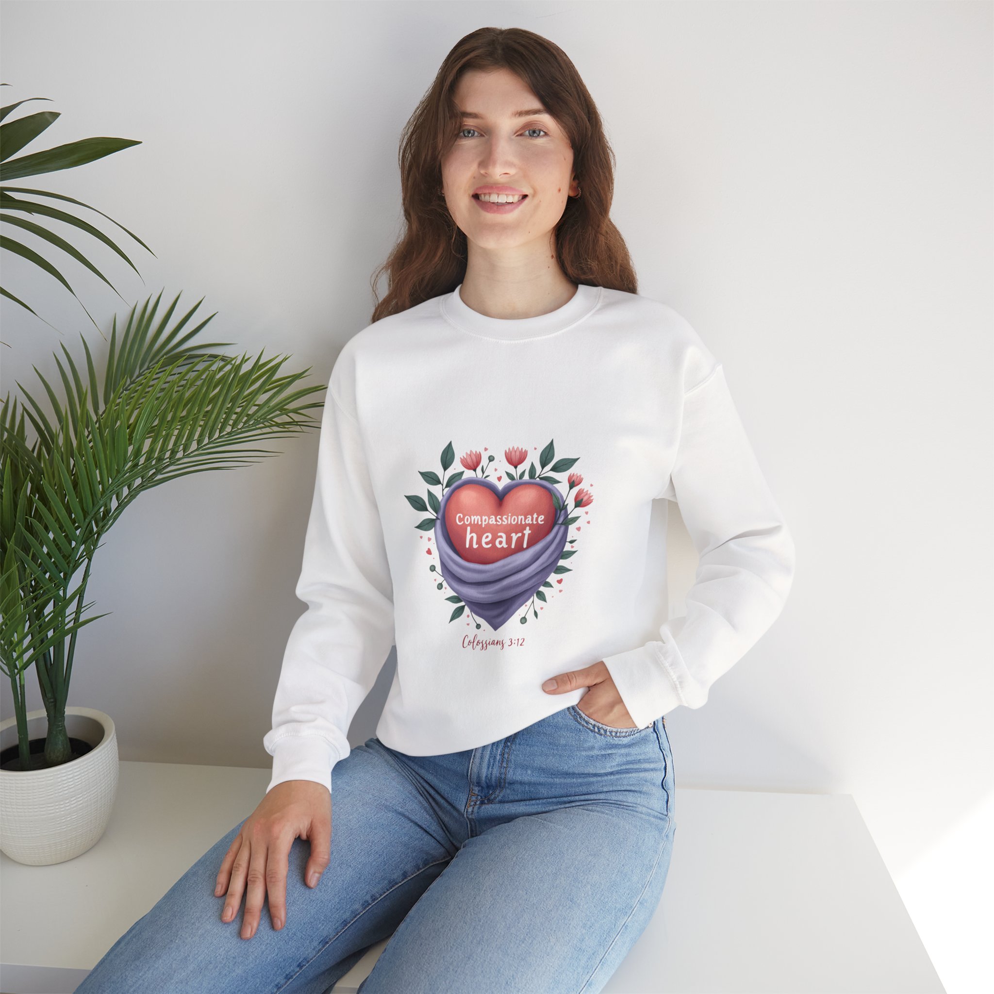 Compassionate Heart sweatshirt | Floral heart illustration, soft pastel design