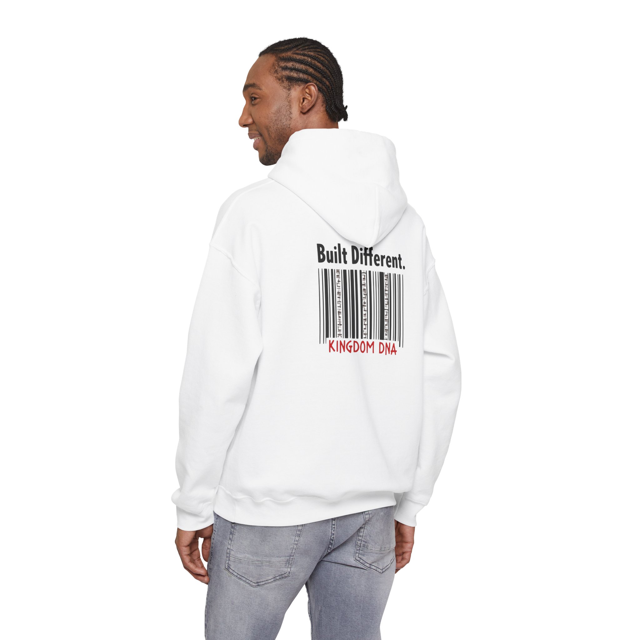 Built Different Hoodie - Unisex Heavy Blend Pullover, Casual Streetwear, Gift for Him/Her, Unique Bar Code Design, Everyday Comfort