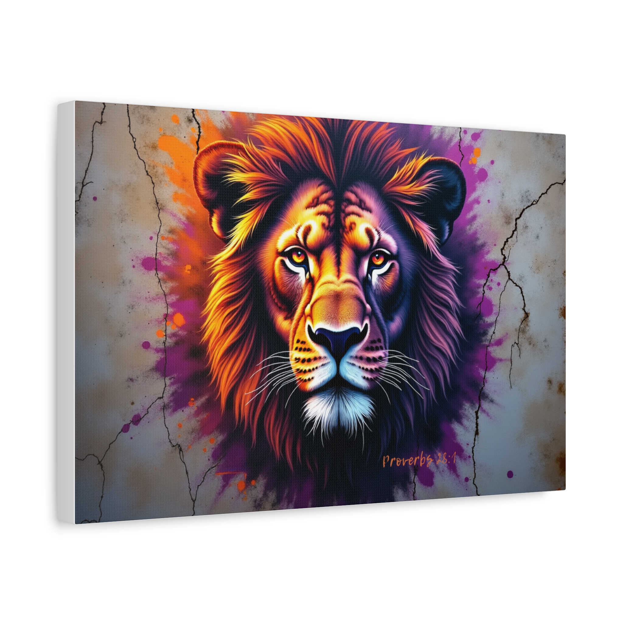 Majestic Neon Lion Matte Canvas Print — Stretched Wall Art – Zion Rise