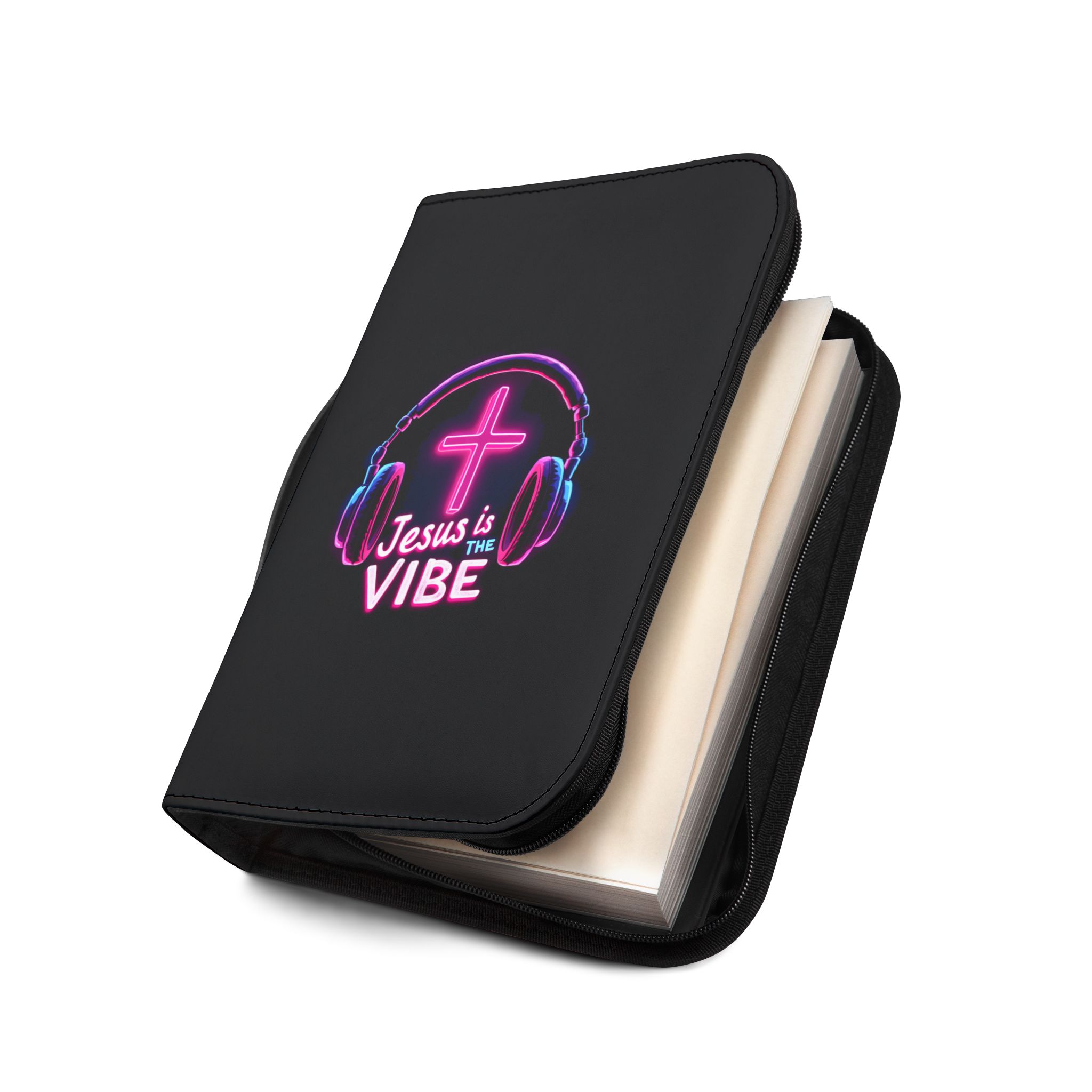 Neon Cross Bible Cover - Christian Gift, Jesus is the Vibe, Religious Journal Case, Faith Accessory, Church Supplies, Inspirational Quote - Image 7