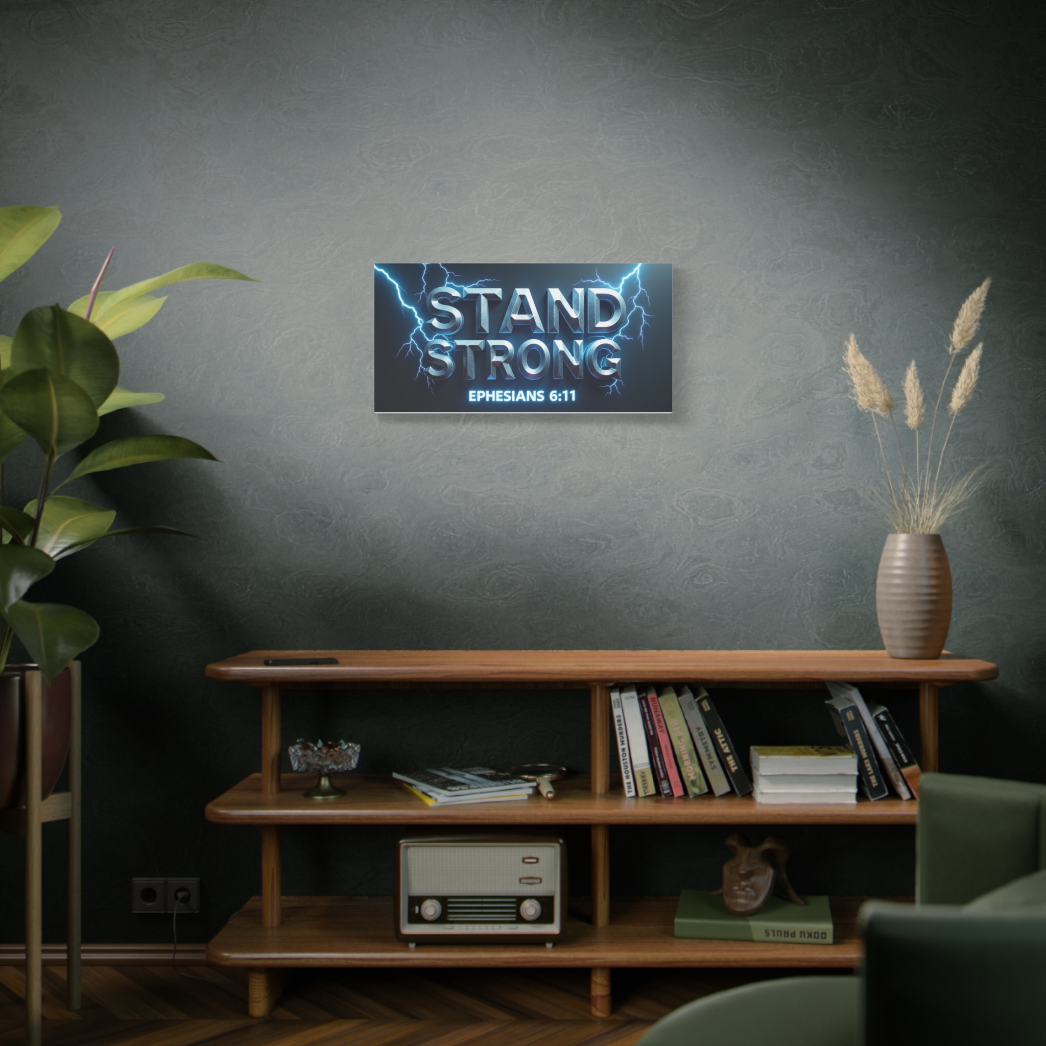 Stand Strong Canvas Wall Art — Ephesians 6:11 Lightning Faith Print - Image 4