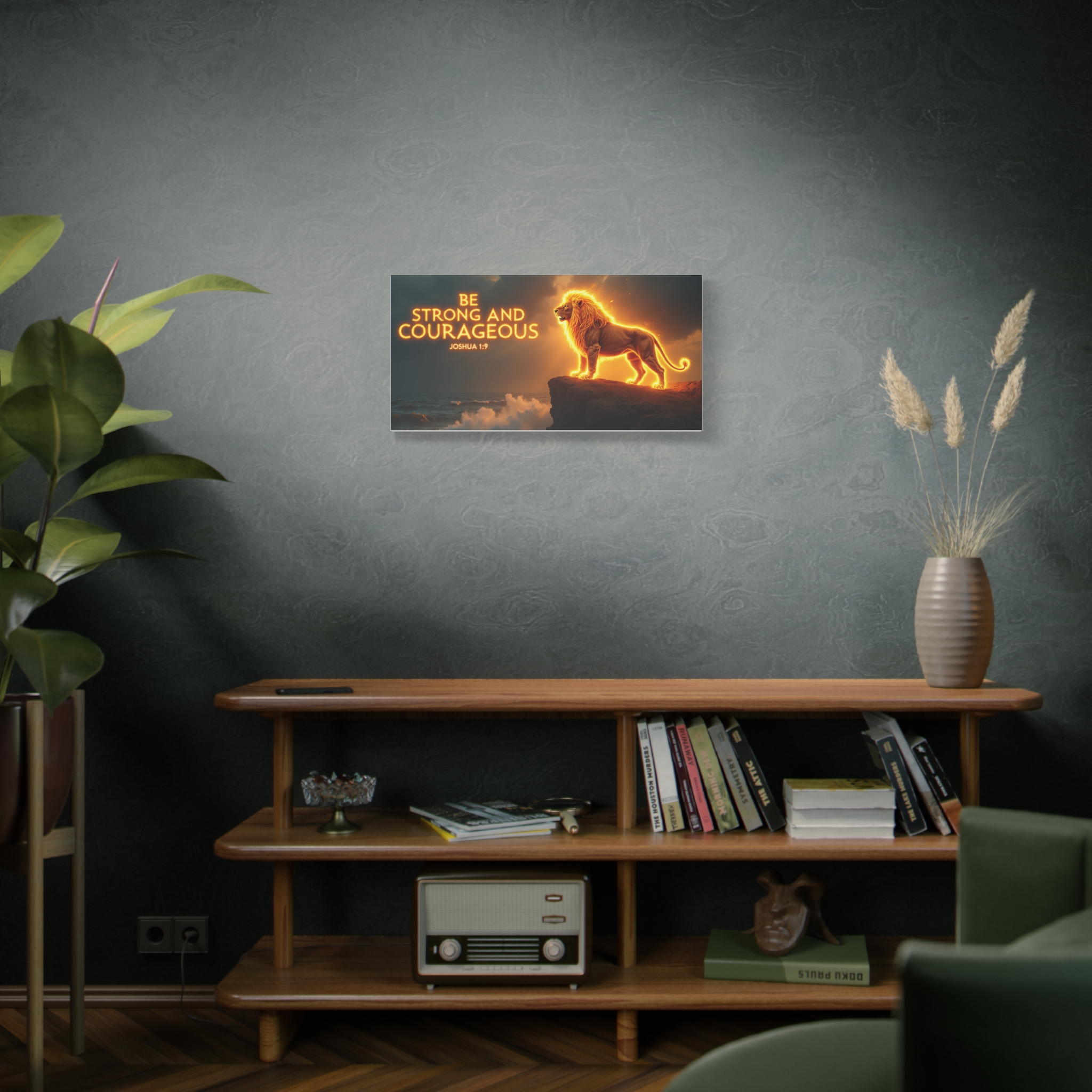 Be Strong and Courageous Lion Canvas Wall Art — Joshua 1:9 Inspirational Matte Stretched Canvas - Image 4