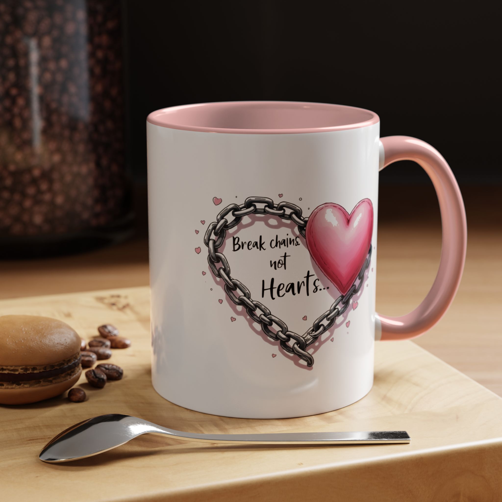 Break Chains Not Hearts Coffee Mug - Cute Gift for Friends, Coffee Lover, Heart Mug, Motivational Mug, Valentine’s Day Gift - Image 4