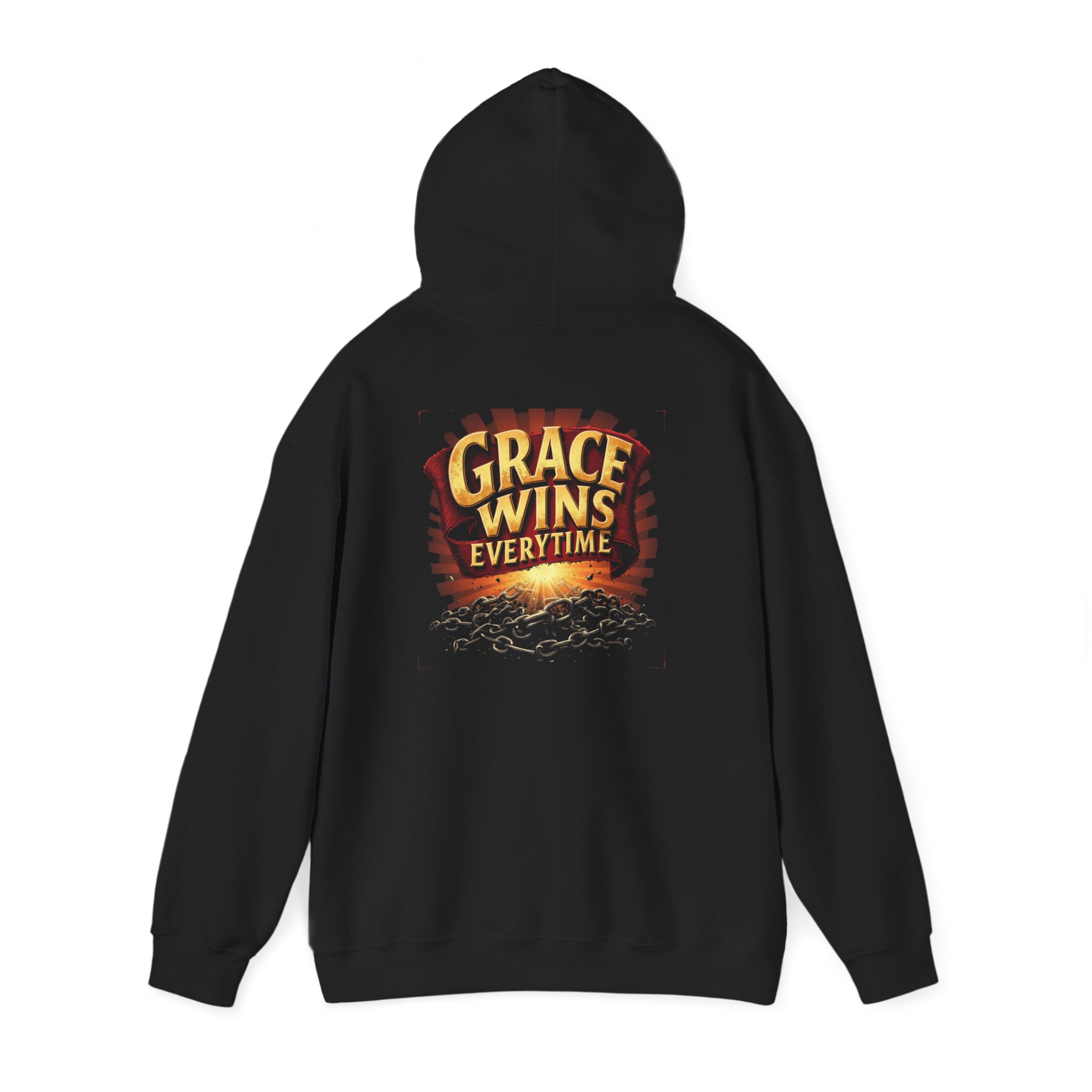 Grace Wins Hooded Sweatshirt - Unisex Heavy Blend™, Inspirational Gift, Cozy Hooded Pullover, Faith-Based Apparel, Everyday Comfort - Image 3