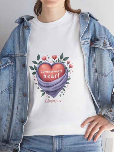Compassionate Heart floral heart T-Shirt | Inspirational quote tee