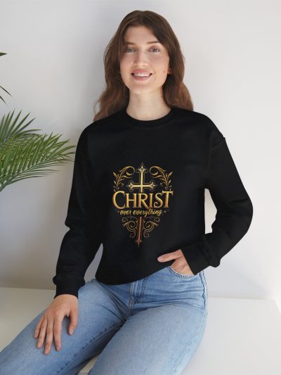Christ Over Everything Crewneck Sweatshirt - Cozy Christian Apparel for Faith Lovers, Unisex Gift for Holidays, Church Events, Everyday Wear