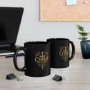 Warm your soul with this faith inspired, Christ over all, Black Mug (11oz, 15oz), Christian gift