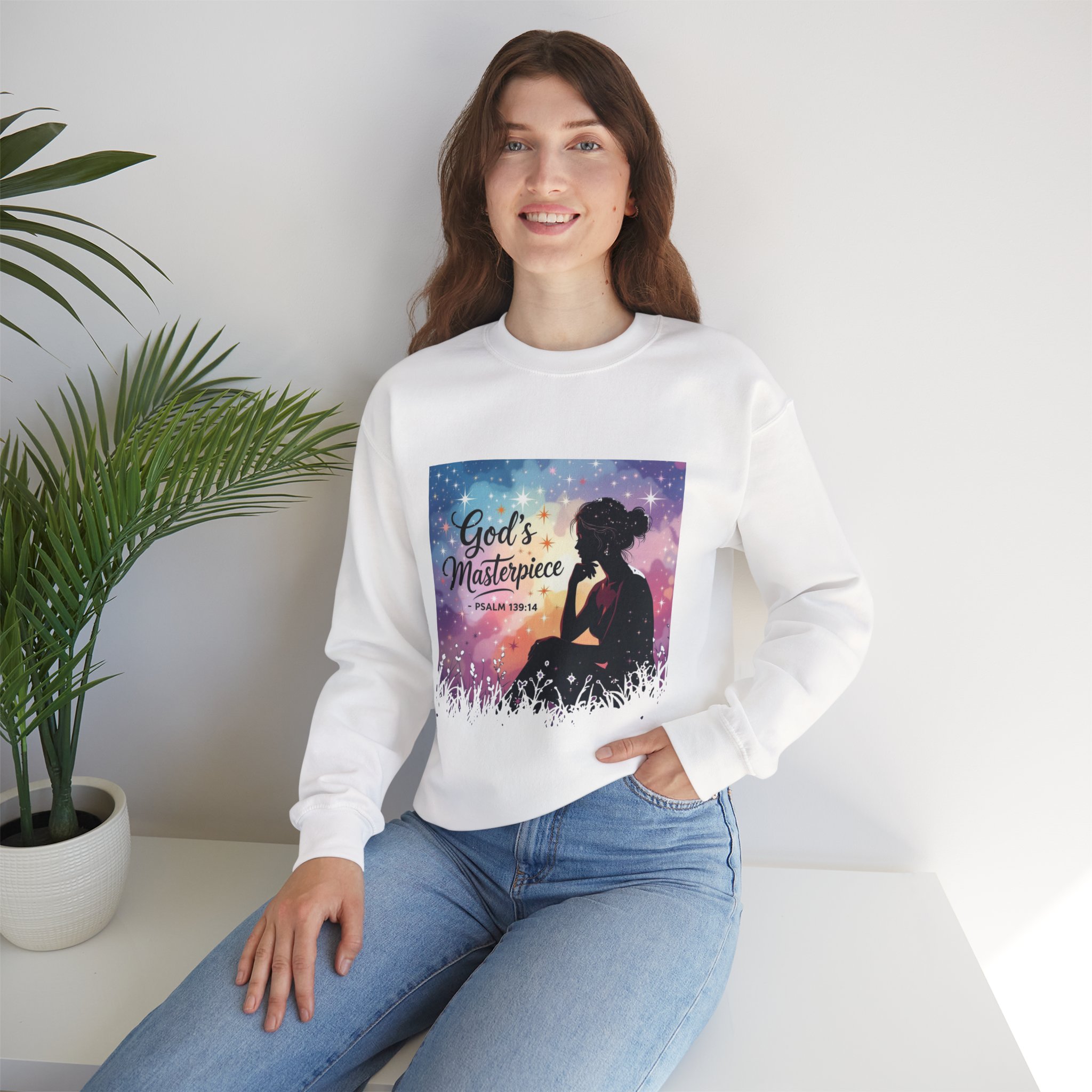 God's Masterpiece silhouette, Sweatshirt | Psalm 139:14 Christian Inspirational