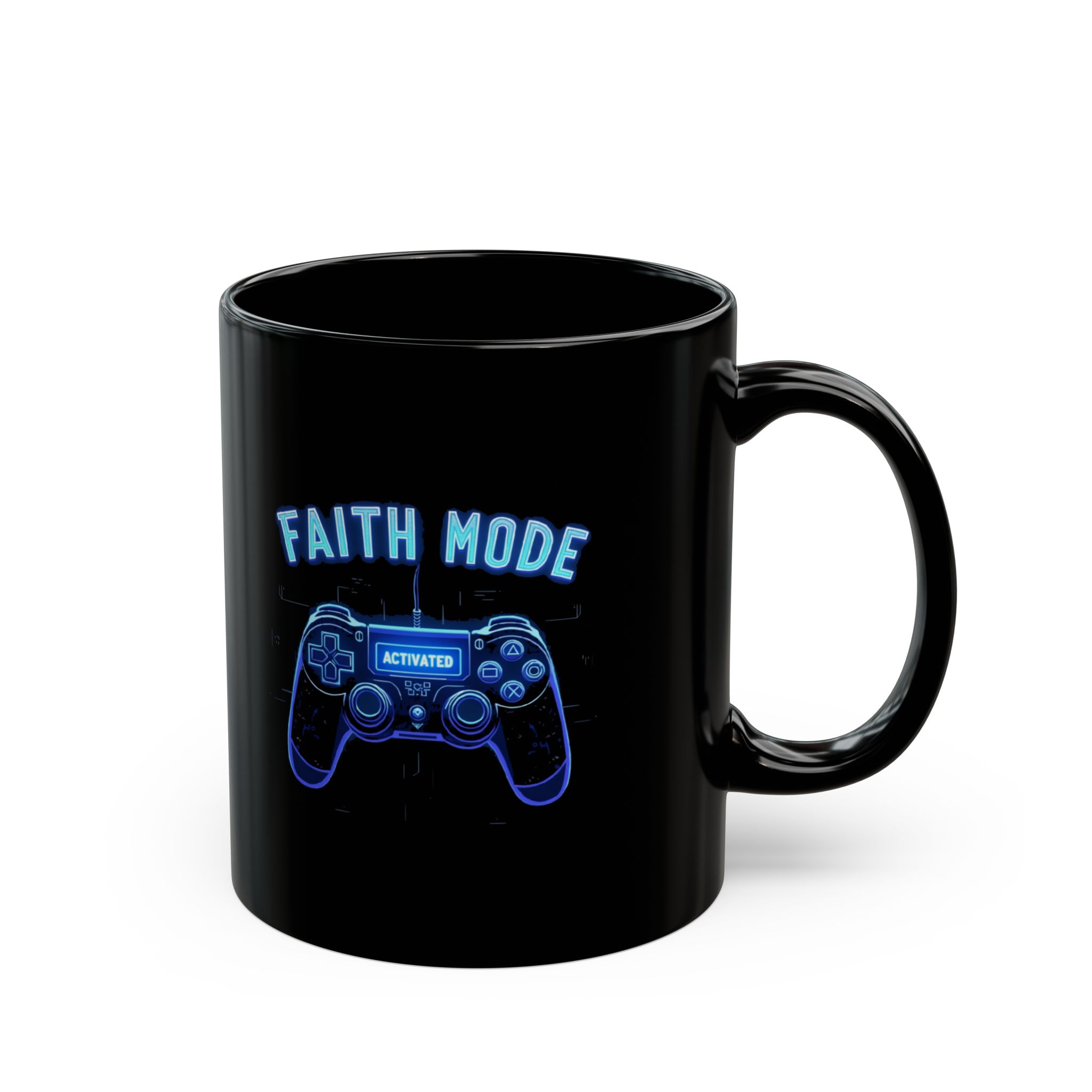 Gamer Faith Mode Mug, Video Game Gift, 11oz 15oz Black Coffee Cup, Motivational Drinkware, Gamer Accessories - Image 3
