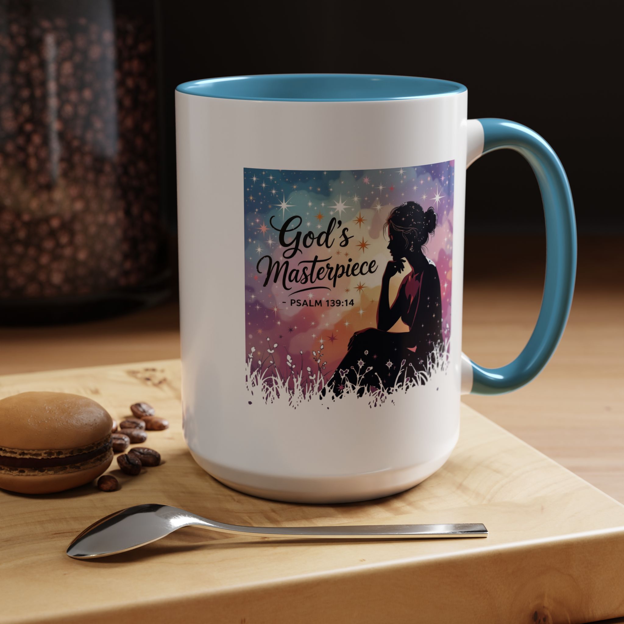 God's Masterpiece Coffee Mug | Psalm 139:14, silhouette galaxy design - Image 12