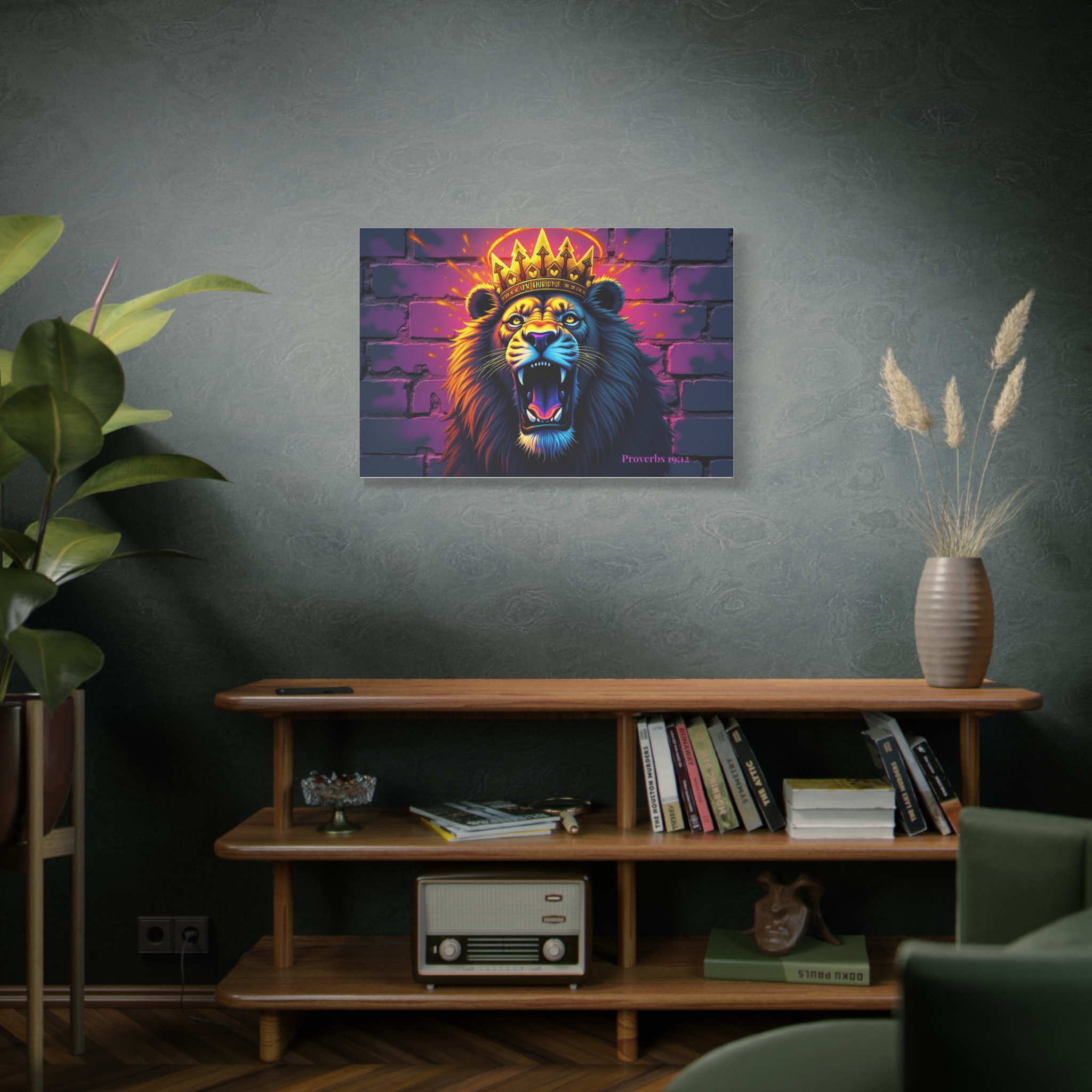 Lion with Crown Canvas Print — Vibrant Roaring Wall Art ("Proverbs 8:18") - Image 6