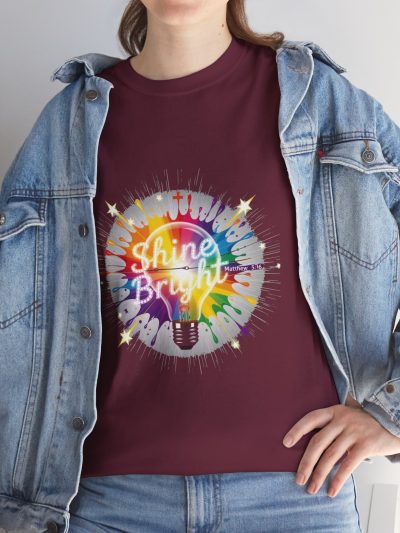 Shine Bright Rainbow Sunburst T-Shirt | Unisex Colorful Inspirational Tee