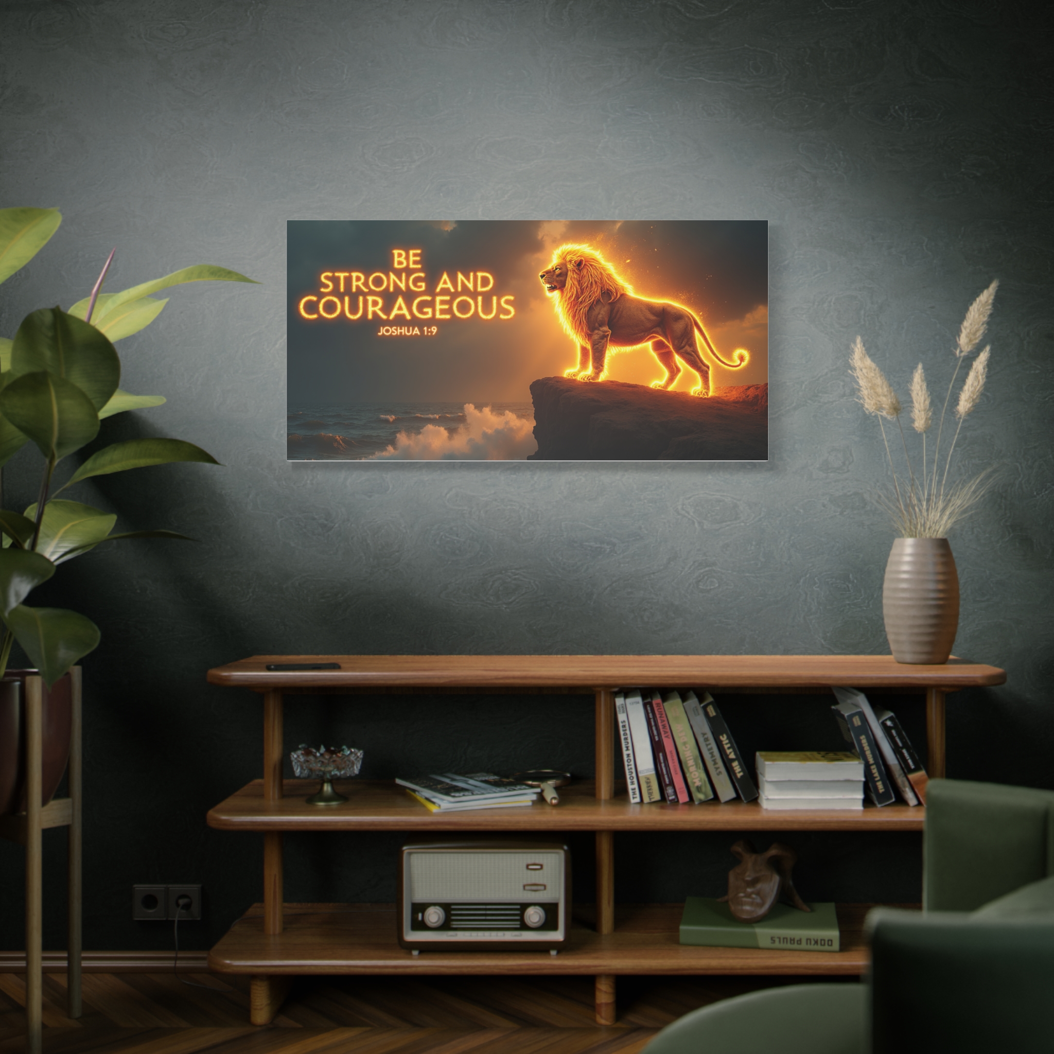 Be Strong and Courageous Lion Canvas Wall Art — Joshua 1:9 Inspirational Matte Stretched Canvas - Image 6