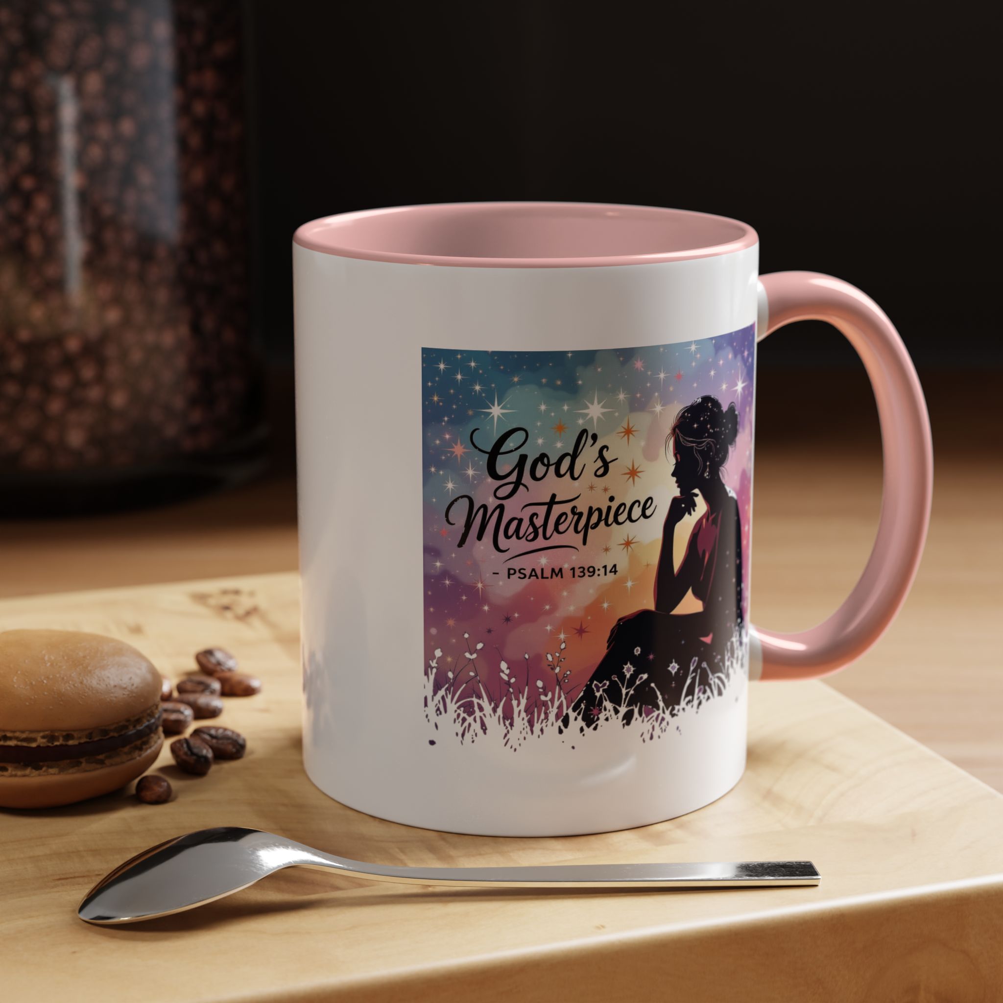 God's Masterpiece Coffee Mug | Psalm 139:14, silhouette galaxy design